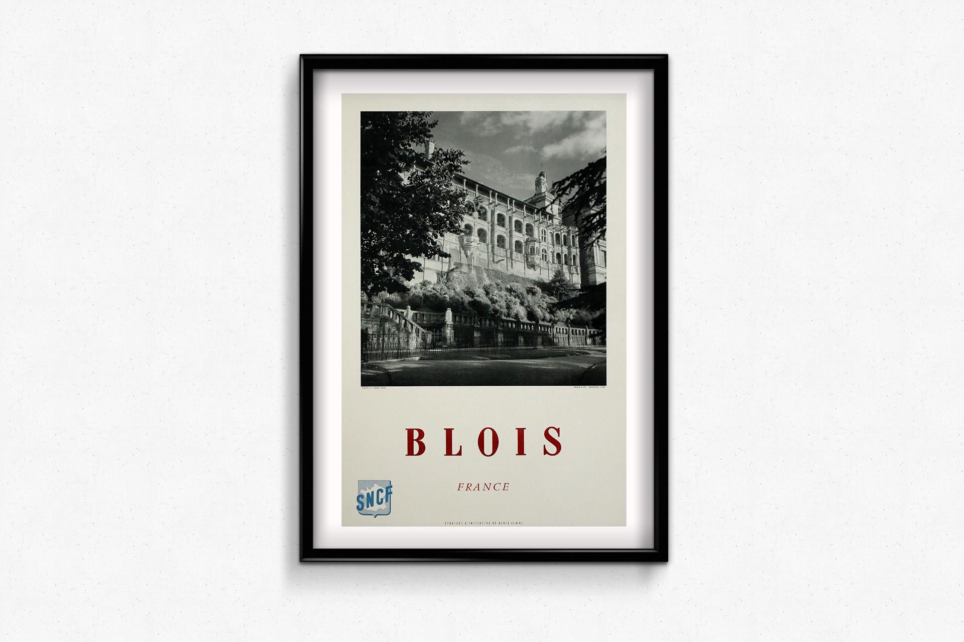 Cartel de viaje original de 1950 de J. F. Doré - Blois - SNCF en venta 1