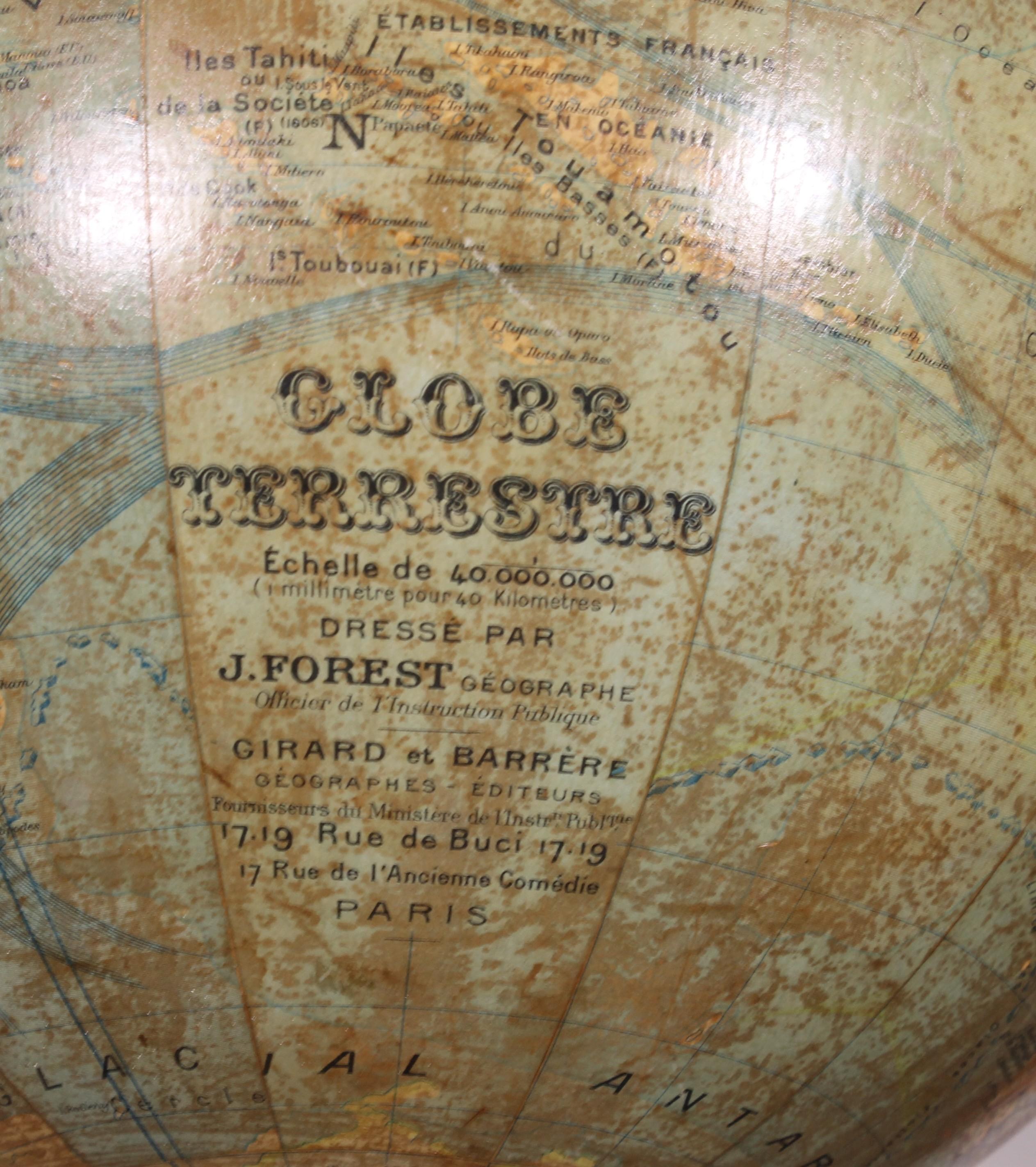 J. Forest A' Paris Globe de bibliothèque du 19ème siècle en vente 3