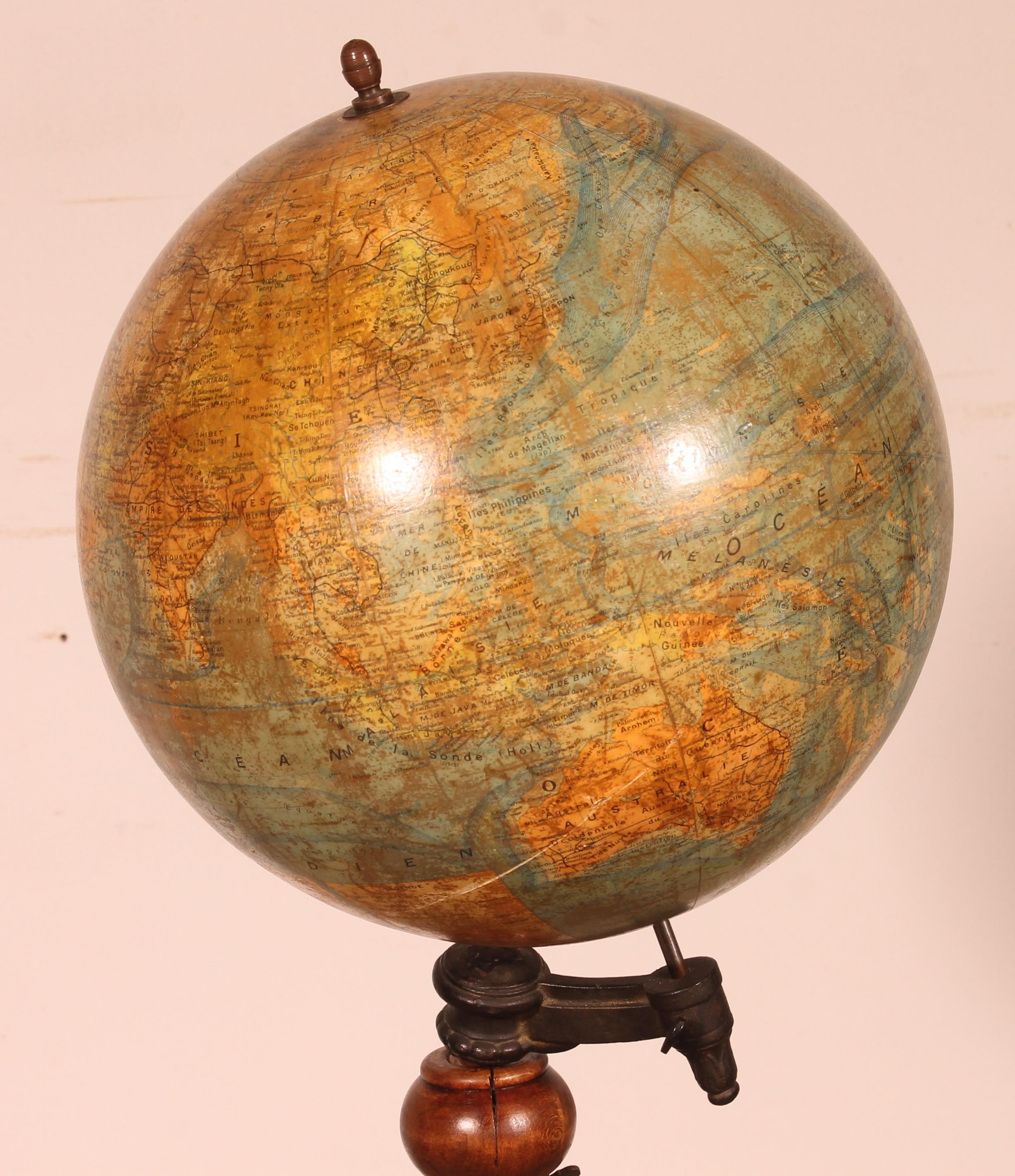 XIXe siècle J. Forest A' Paris Globe de bibliothèque du 19ème siècle en vente