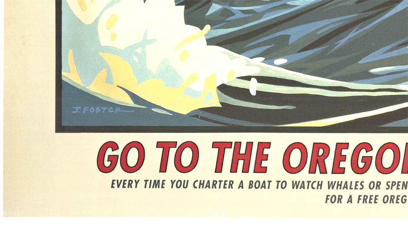 Original 'Watch Him! Feed Him! Go to the Oregon Coast!' vintage poster - Beige Landscape Print by J Foster