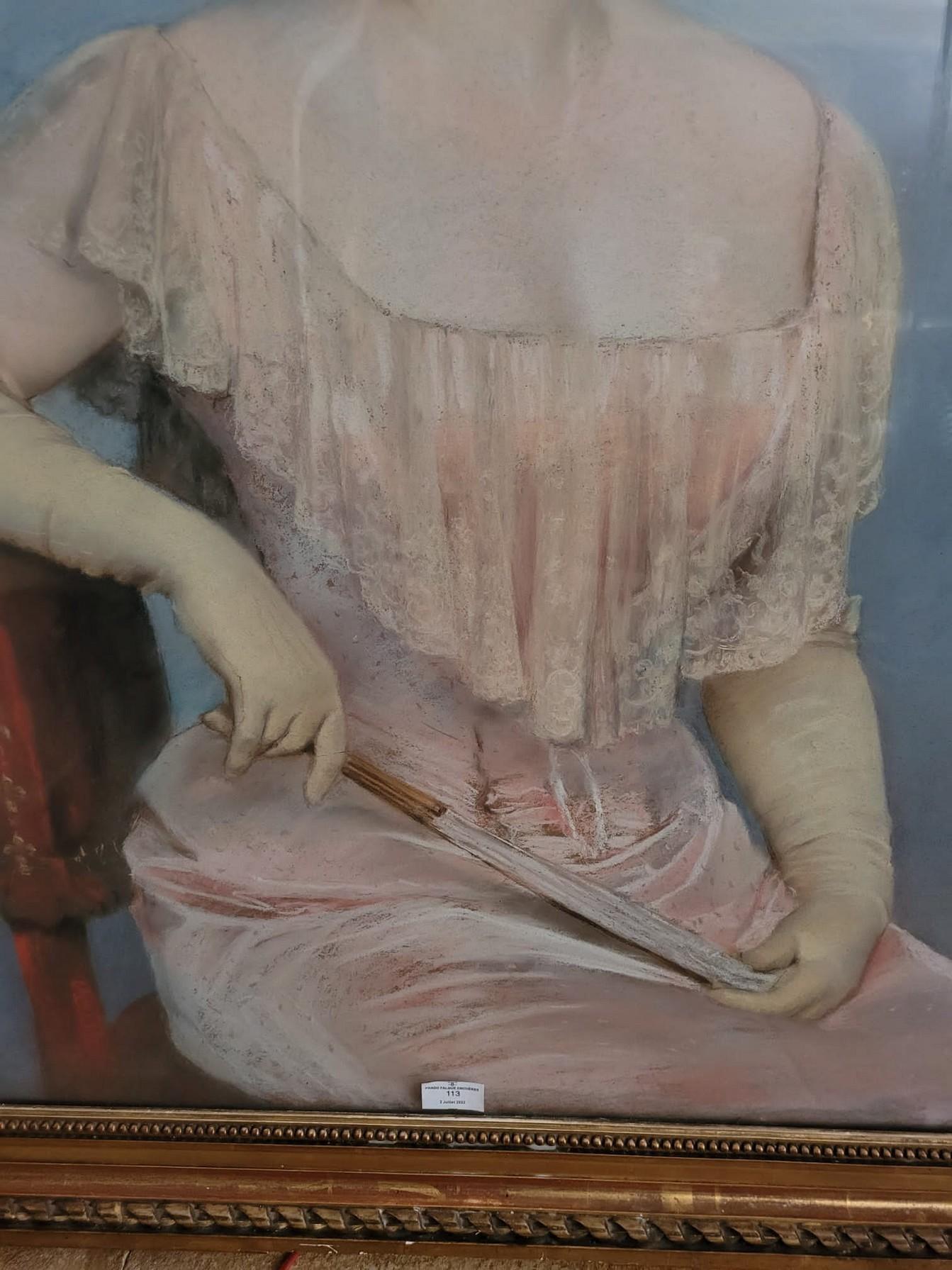 J Frappa, Ritratto di giovane donna, pastello, XIX secolo in vendita 8