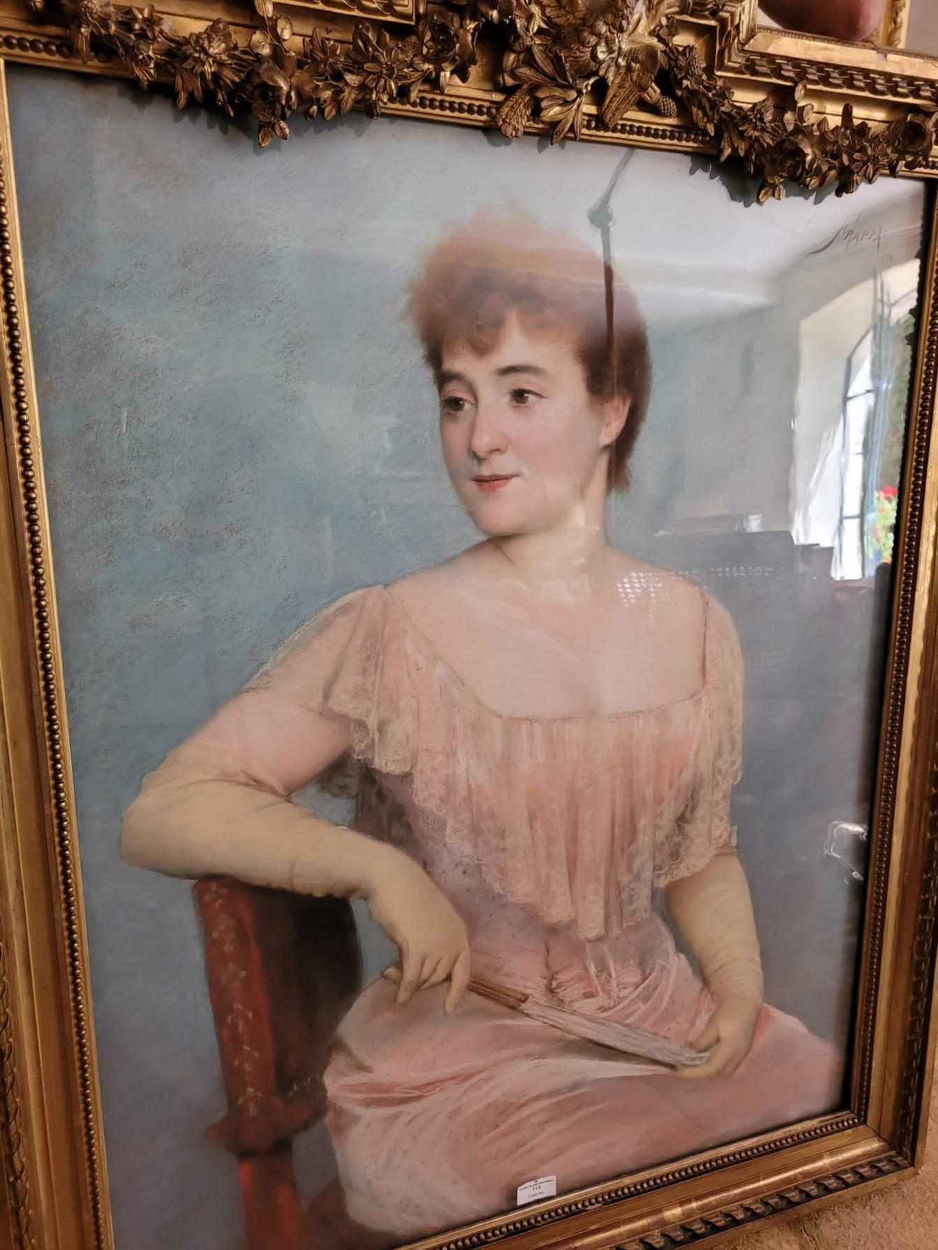 J Frappa, Portrait Of Young Woman, Pastel, XIXth Century For Sale 8