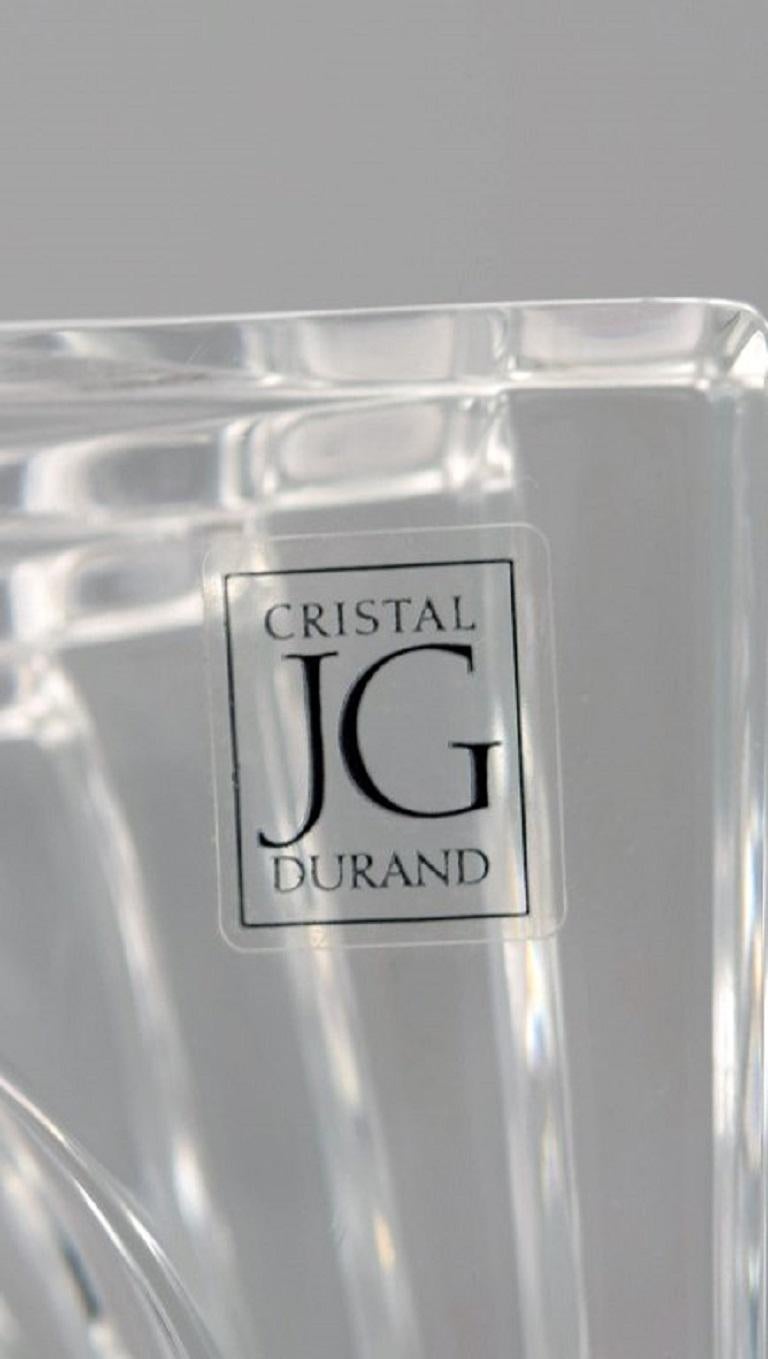 Late 20th Century J. G. Durand, France, Two Candlesticks in Clear Crystal Glass, 1980s For Sale