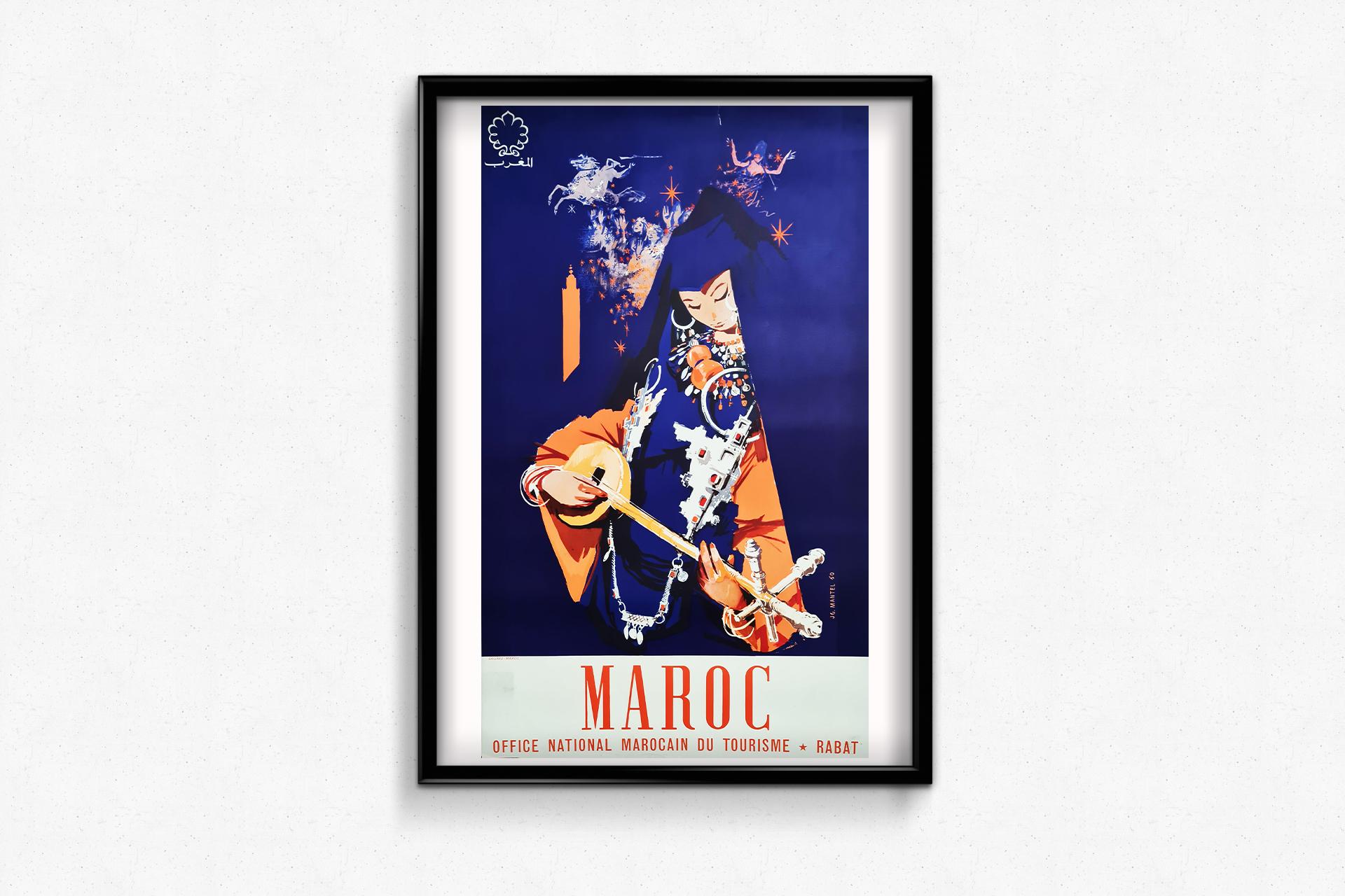 1960 Original poster Maroc - musicienne For Sale 1