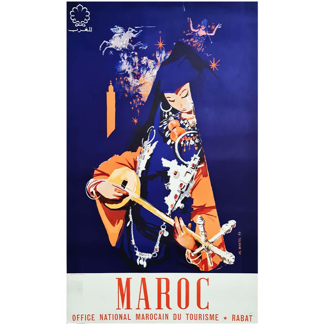 Affiche d'origine Maroc - musicienne, 1960 - Print de  J. G. Mantel