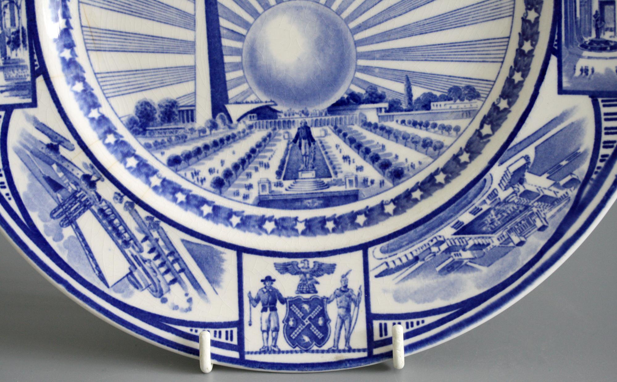 Glazed J & G Meakin New York Worlds Fair Commemorative Pottery Plate, 1939