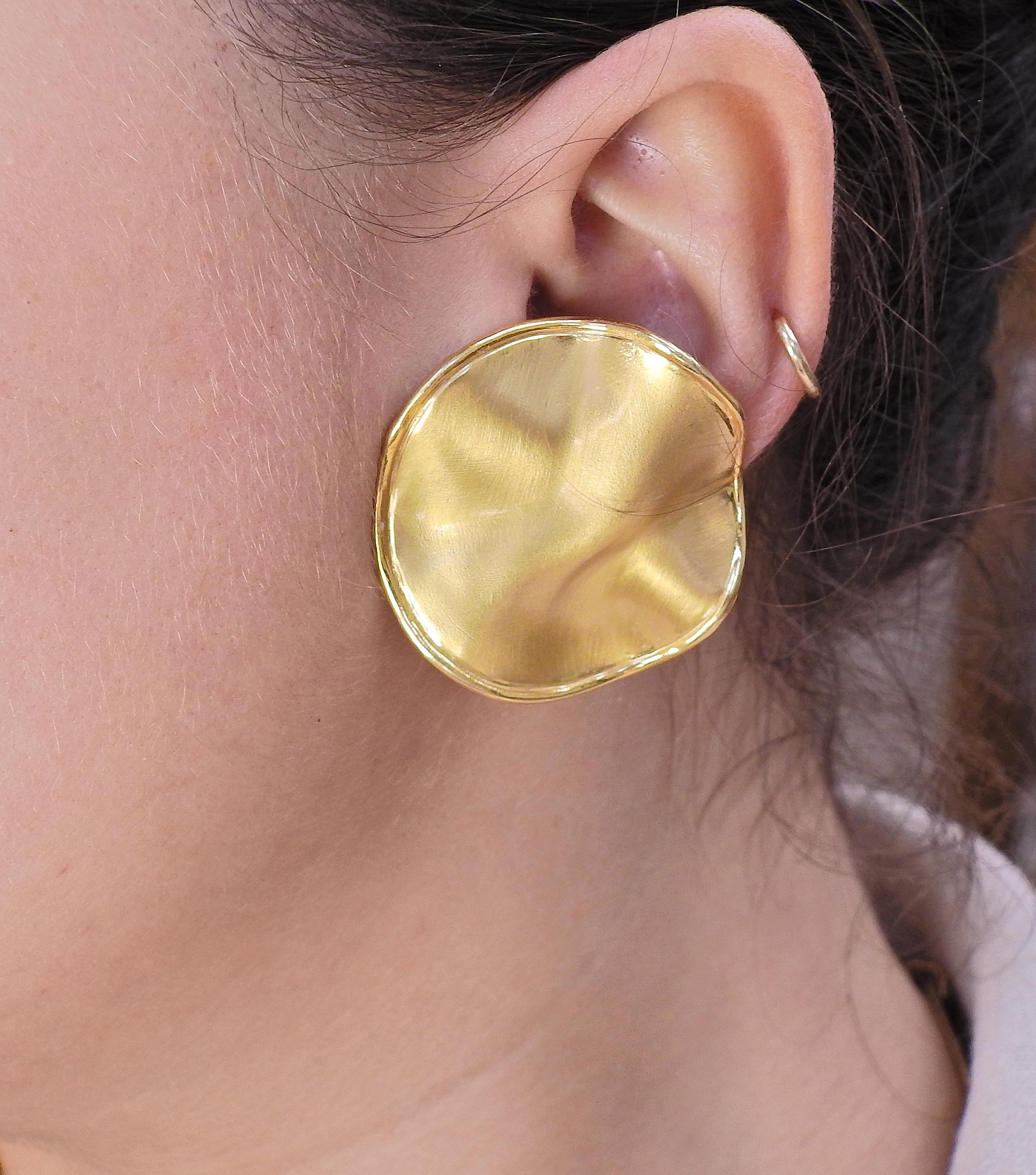 Women's J. Gabriel Modernist Large Gold Earrings For Sale