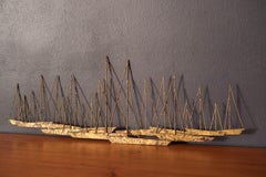 J. Gaylord Ortman Mid Century Wall Hanging Abstract Sailboat Metal Sculpture