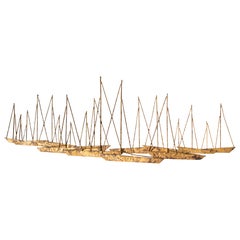 J. Gaylord Ortman Mid Century Wall Hanging Abstract Sailboat Metal Sculpture