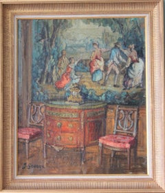 Interieur-Ölgemälde, Vignette und Wandteppich