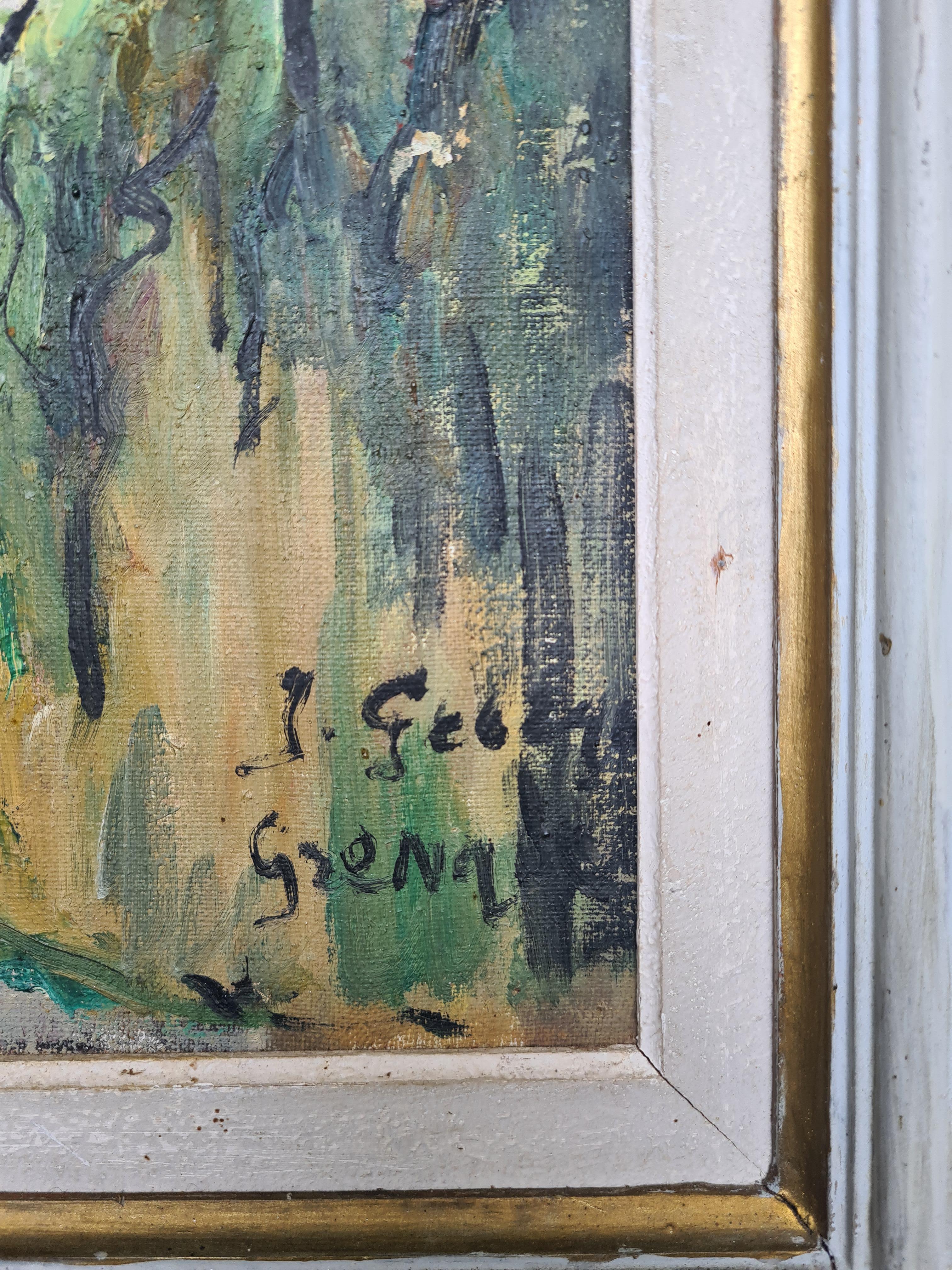 Mitte des 20. Jahrhunderts Öl auf Leinwand Ansicht von Grenada – Painting von J Georges