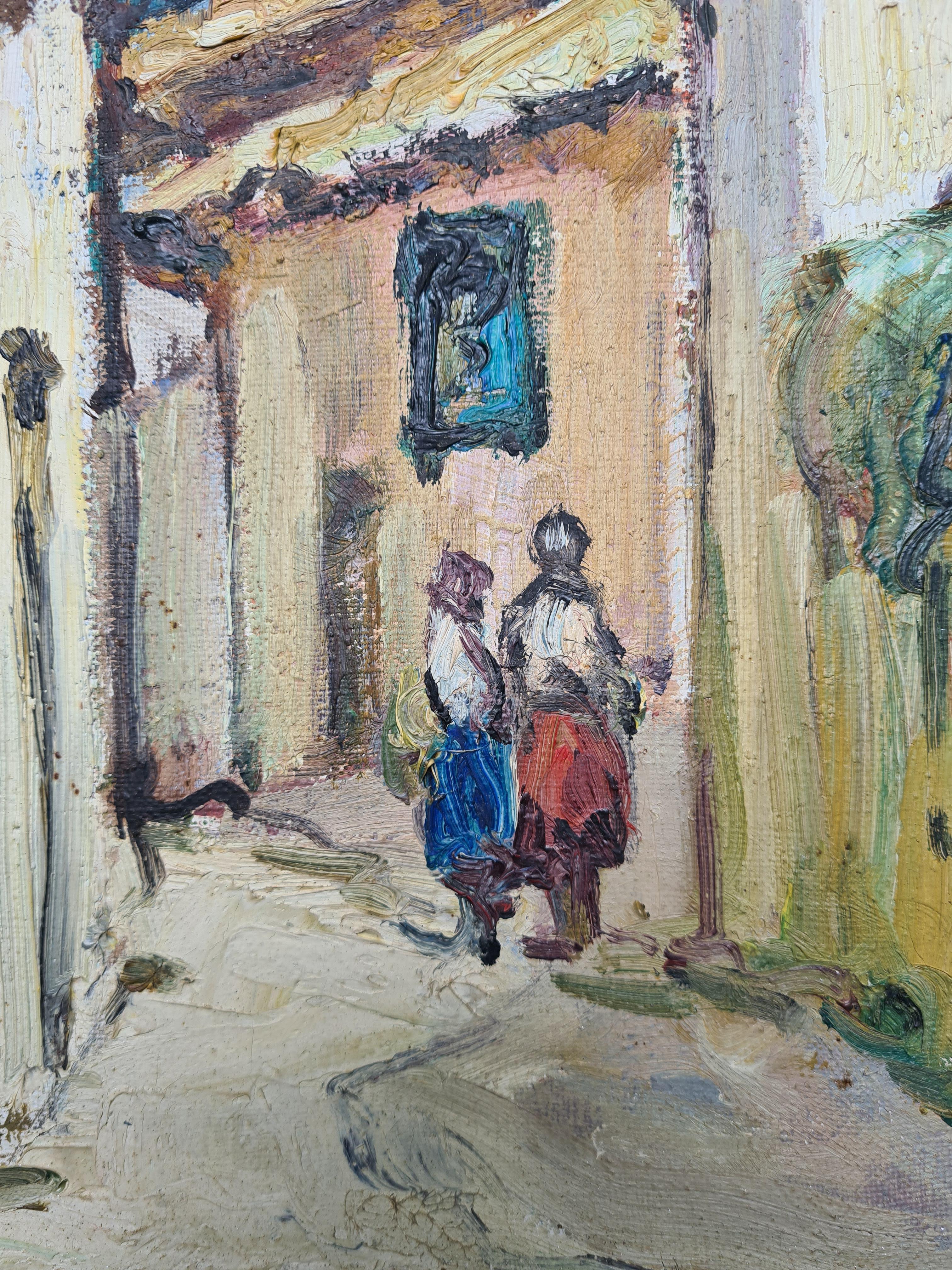 Mitte des 20. Jahrhunderts Öl auf Leinwand Ansicht von Grenada (Post-Impressionismus), Painting, von J Georges