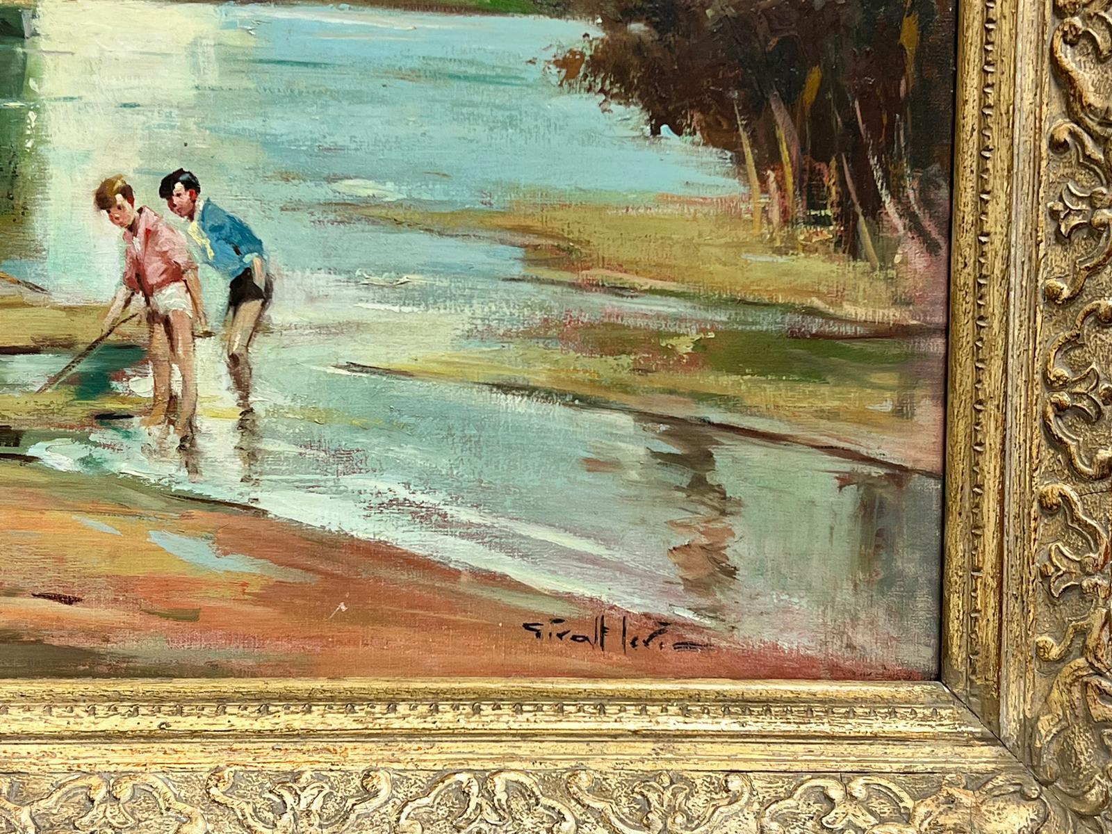 Mother and children playing by the edge of a river
J. Giralt Lerin (b.1907) Spanish
signed oil on canvas ,framed
canvas: 24 x 36 inches
framed: 29.5 x 41.5 inches
the painting is in overall very good and sound condition, please note we do not