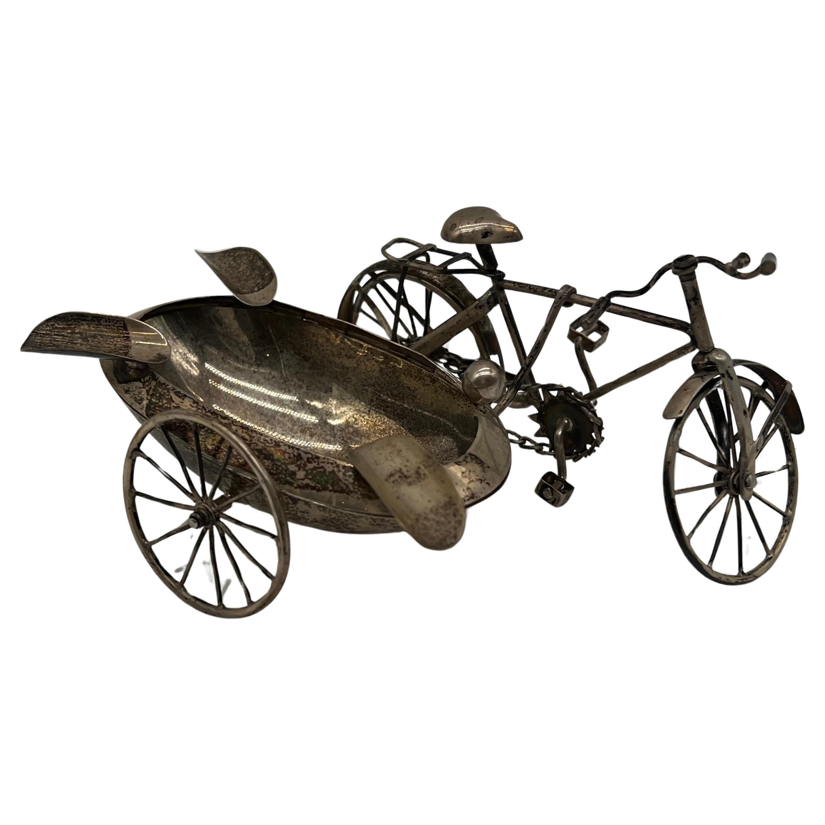 J. Cenicero Sidecar Bicicleta Plata de Ley Gratacos México en venta