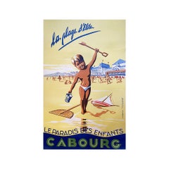 Affiche originale de 1950 de Grente pour la célèbre station balnéaire de Côte d'Azur de Cabourg 