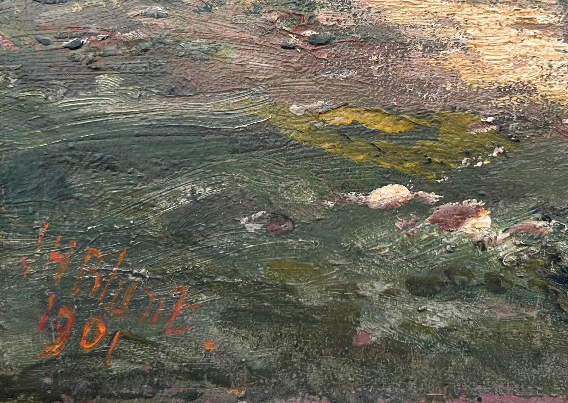India Olio su tela Paesaggio 1901 Listato Artista britannico Firmato Pittoresco 8
