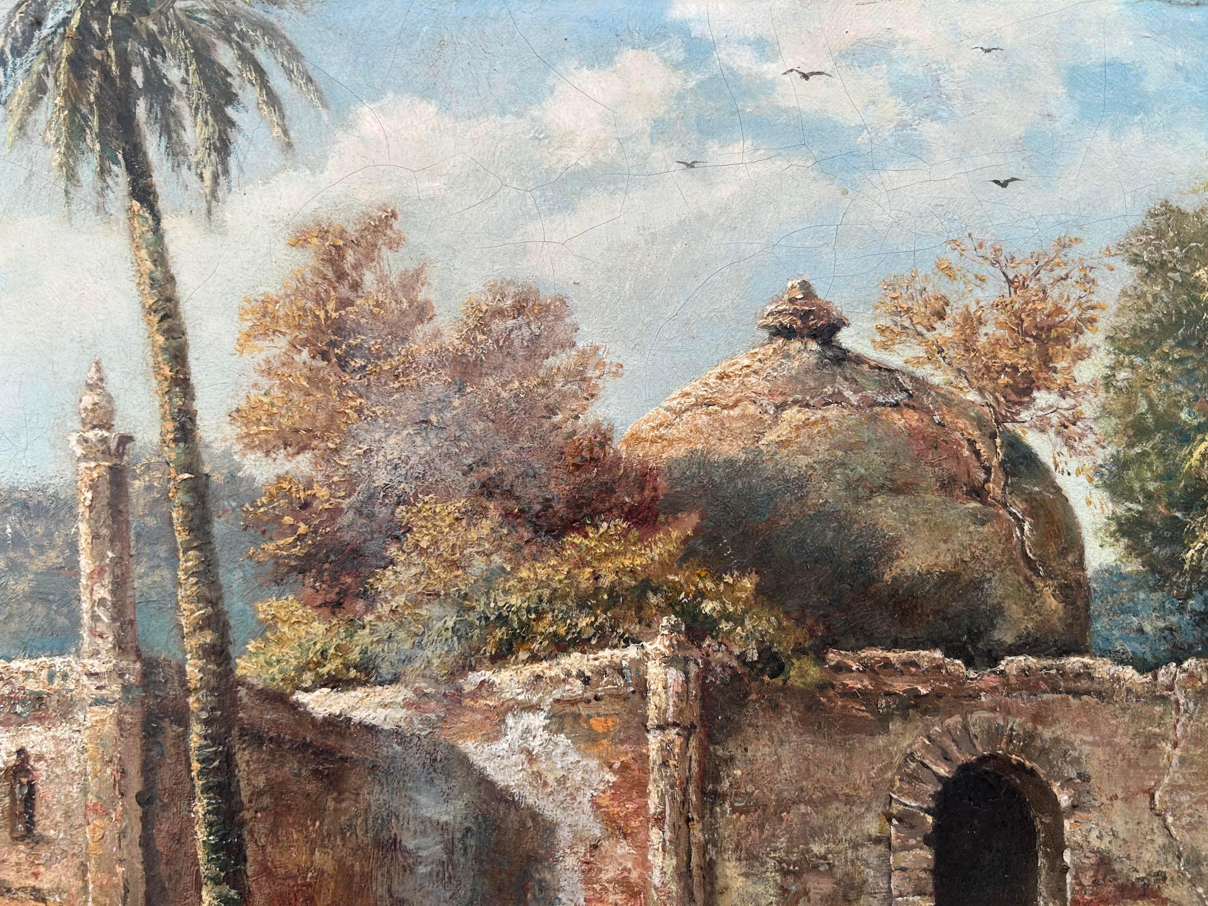 India Olio su tela Paesaggio 1901 Listato Artista britannico Firmato Pittoresco 1
