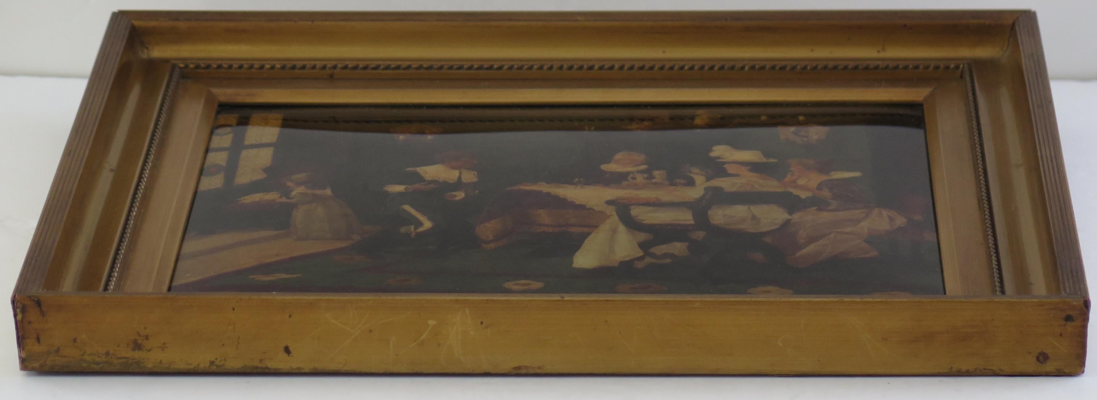 Glass J H Schroder Crystoleum Picture German, Signed and Dated 1899 For Sale