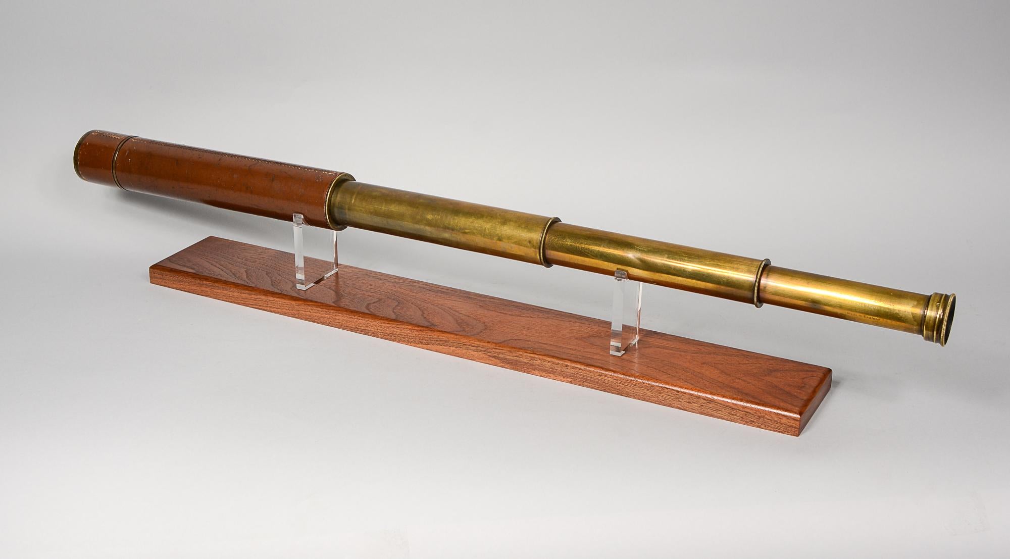 Autre J. H. Steward London Quick Focus Marksman - Lunette de caméra télescope en laiton et cuir
