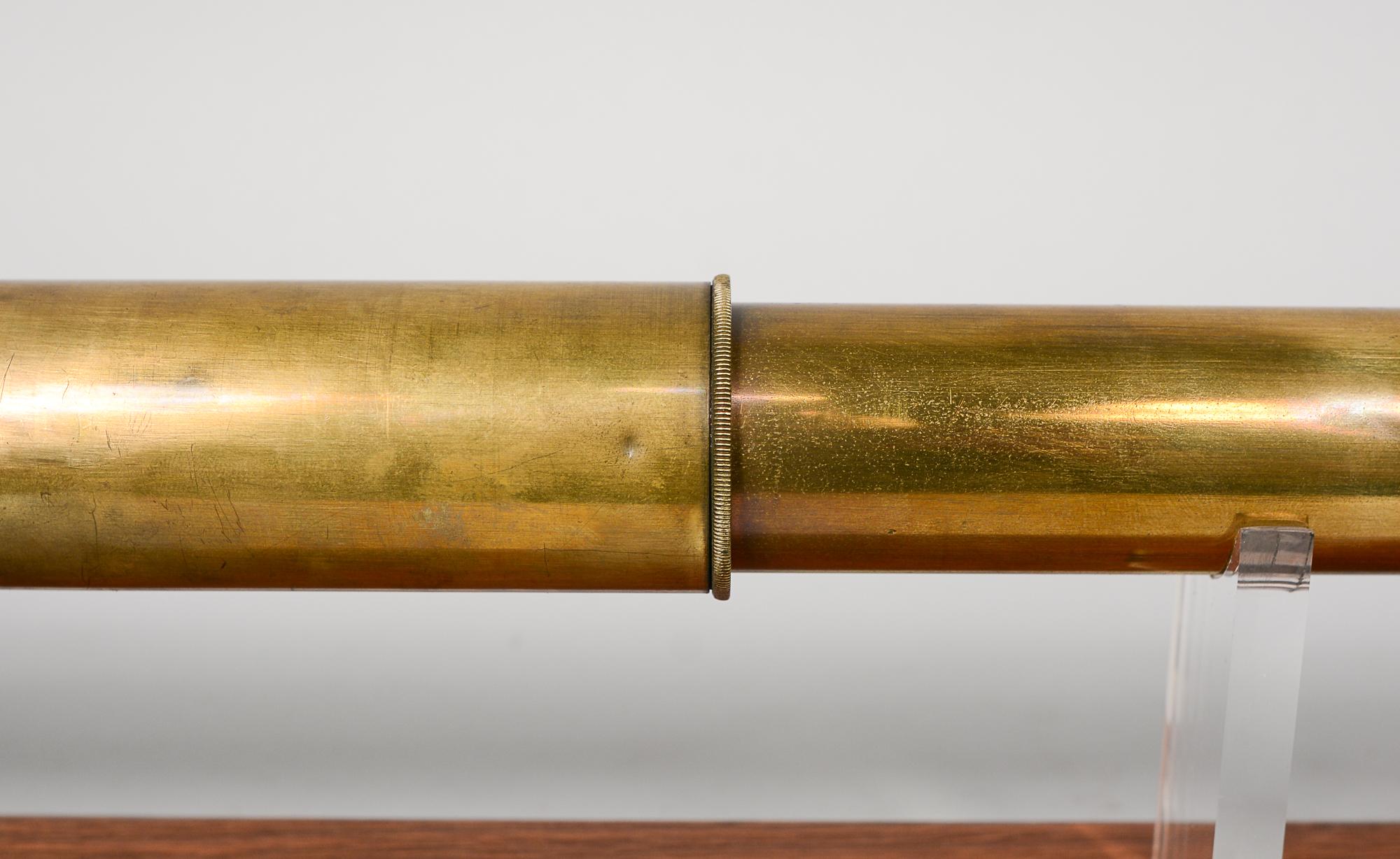 J. H. Steward London Quick Focus Marksman - Lunette de caméra télescope en laiton et cuir Bon état à San Mateo, CA