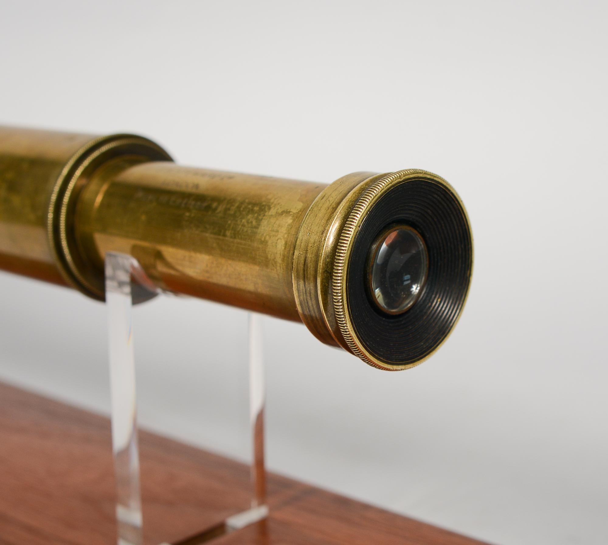 Début du 20ème siècle J. H. Steward London Quick Focus Marksman - Lunette de caméra télescope en laiton et cuir
