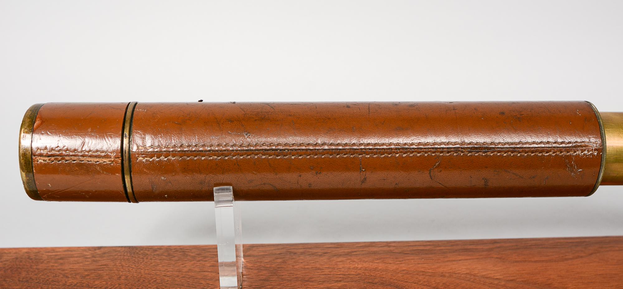 J. H. Steward London Quick Focus Marksman - Lunette de caméra télescope en laiton et cuir 1
