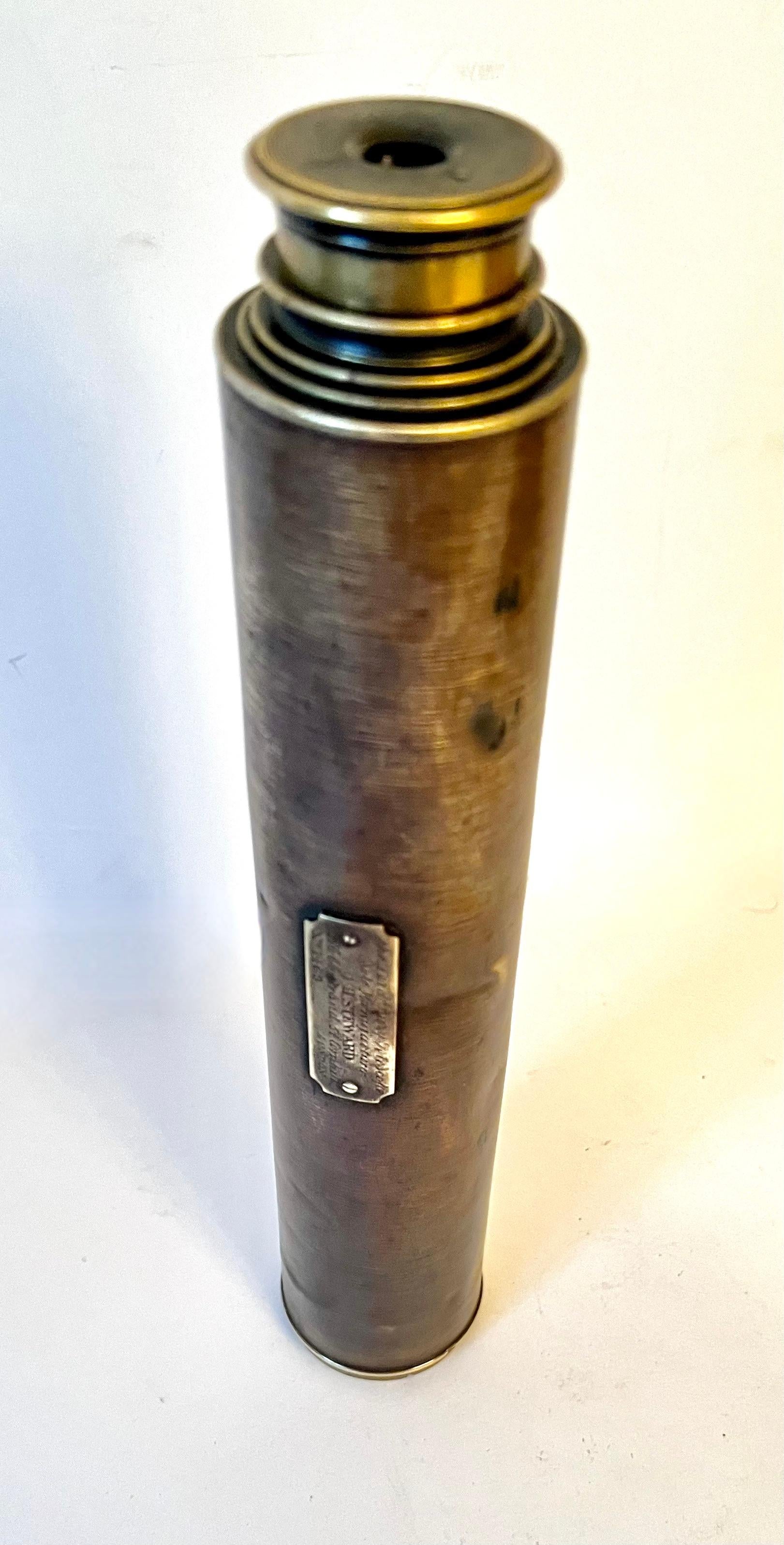 Hand-Crafted J H Steward Lord Bury Brass Telescopwe with Leather Case London Ca. 1870 For Sale