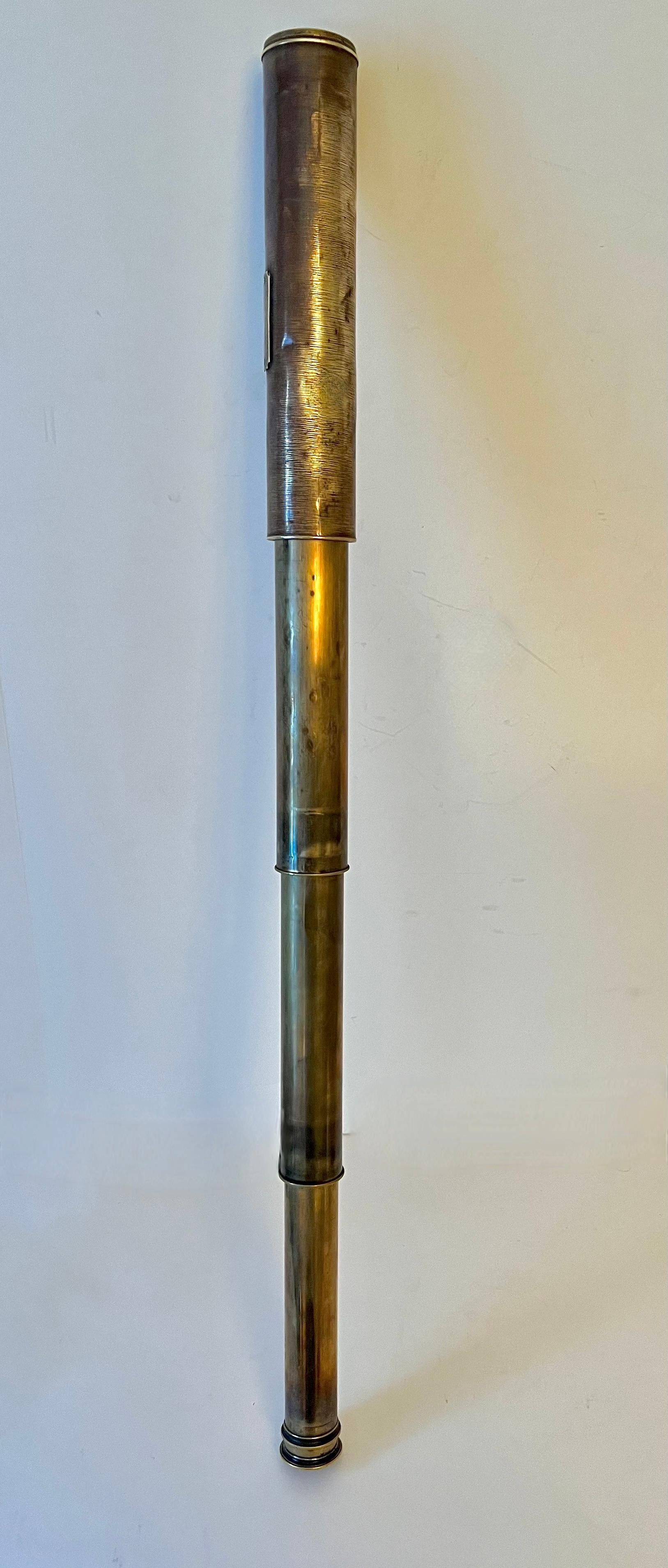 19th Century J H Steward Lord Bury Brass Telescopwe with Leather Case London Ca. 1870 For Sale