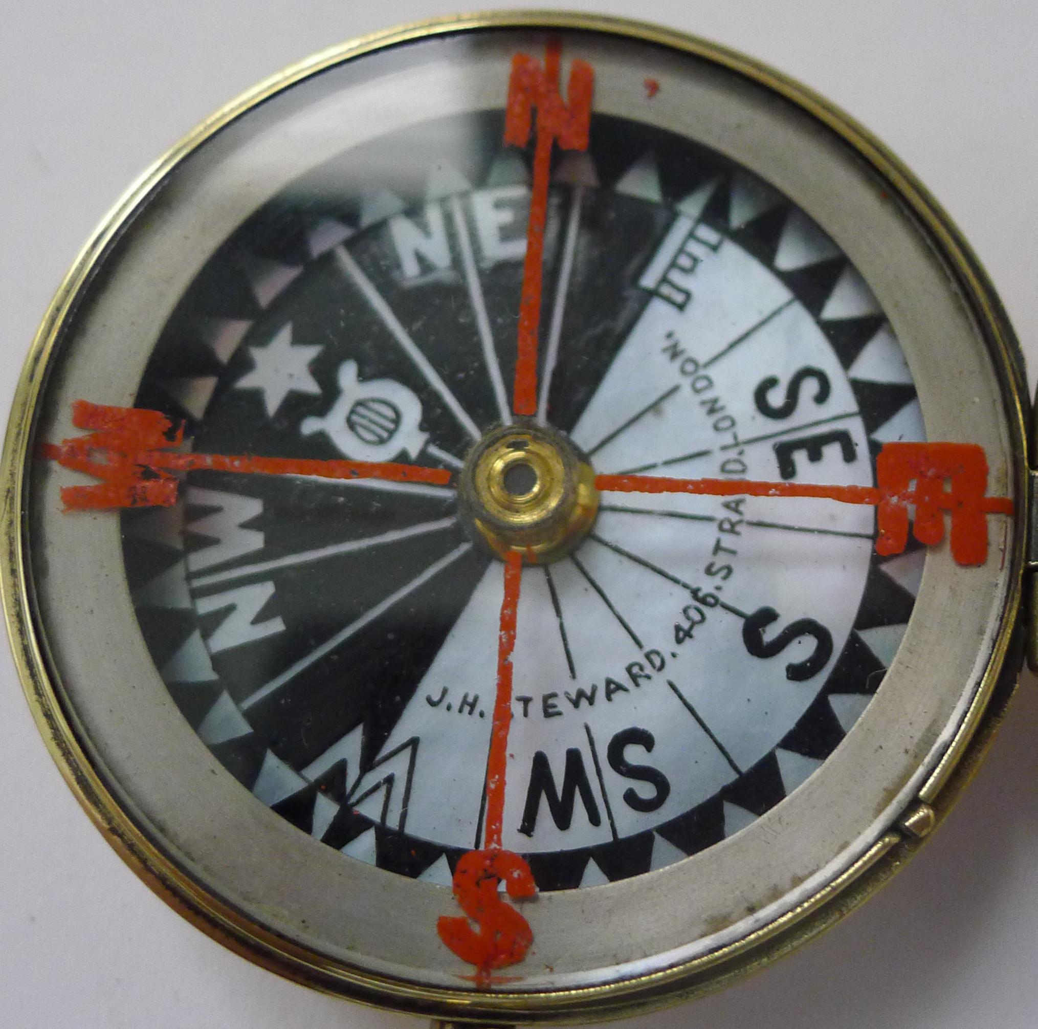 Brass J. H. Steward Pocket Military Compass c.1890