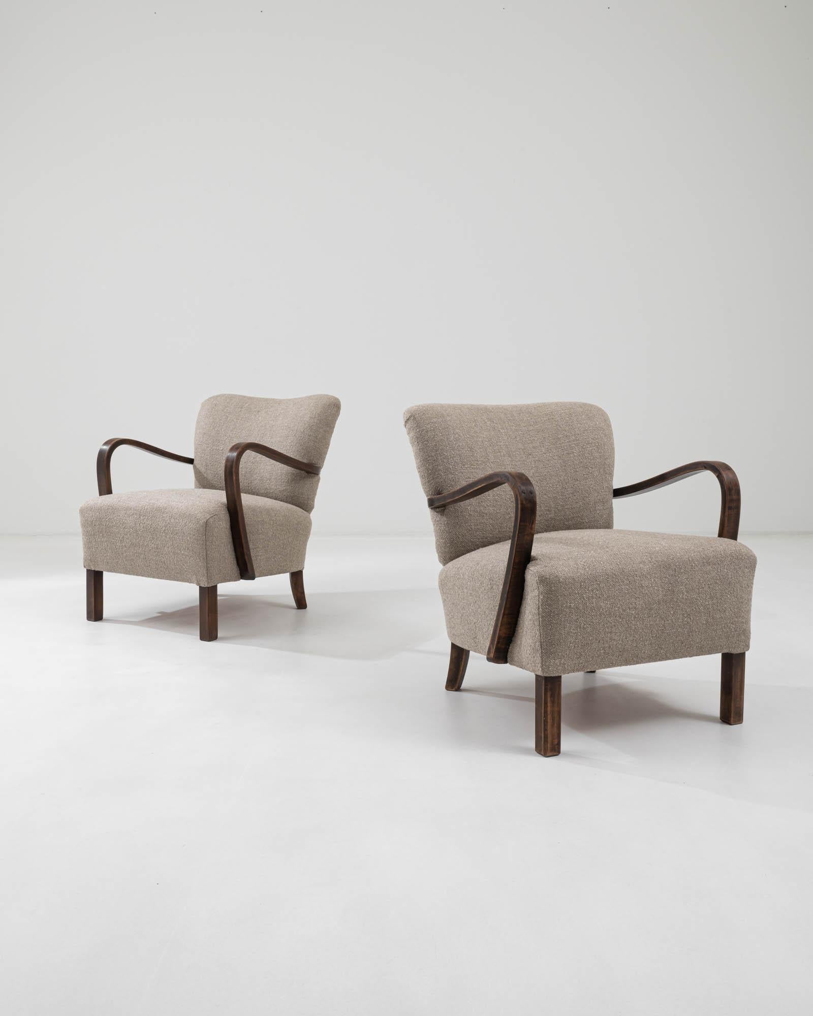 Mid-Century Modern J. Halabala H-237 Cocktail Chairs, a Pair