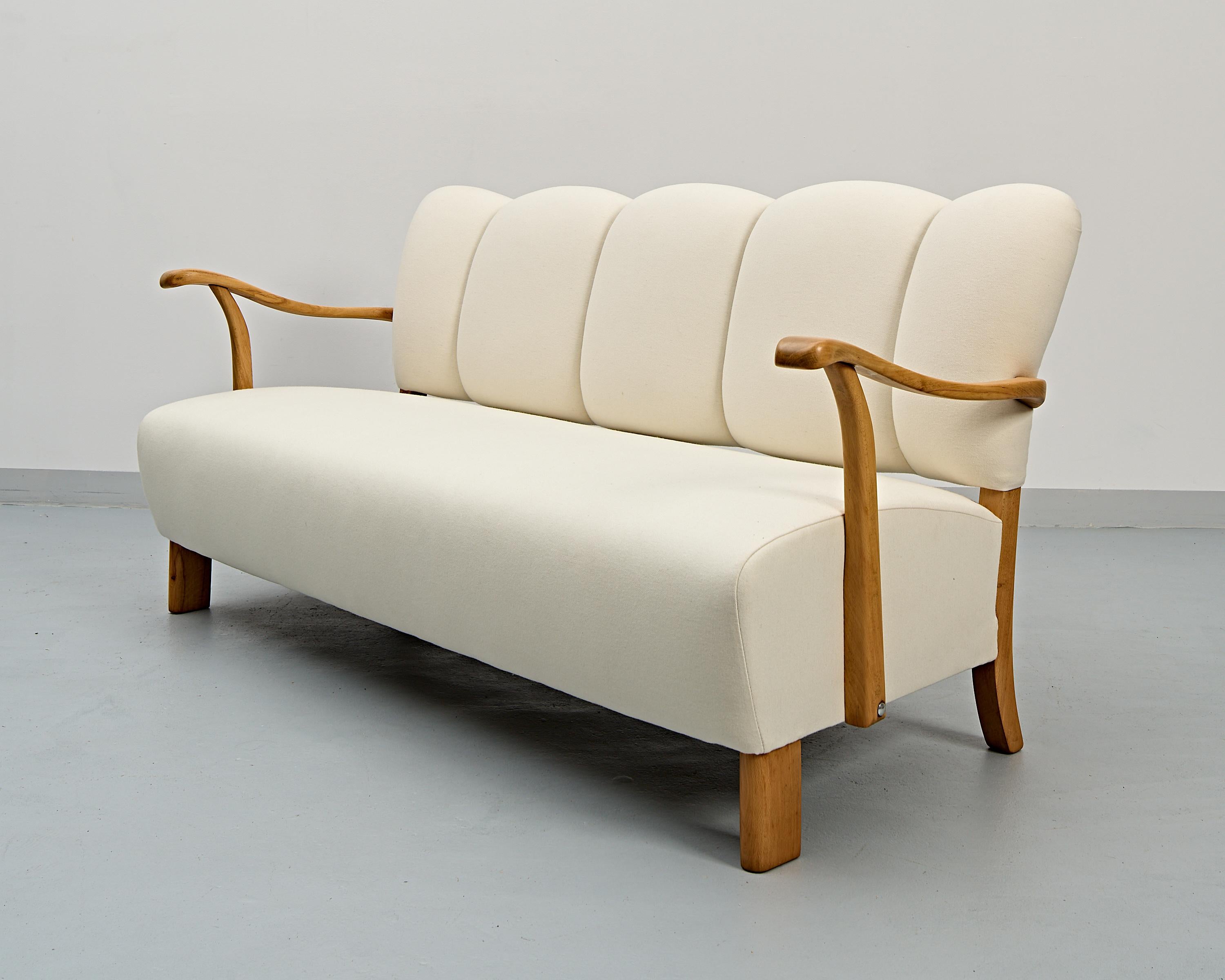 Art Deco J. Halabala set of sofa and two armchairs, 1930 For Sale