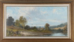 Antique J. Hall - Framed Early 20th Century Oil, River Cottage