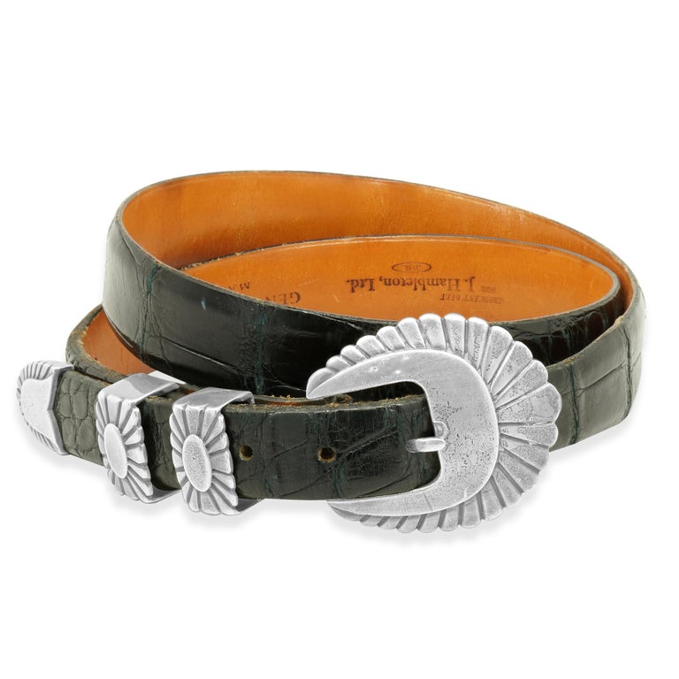 Women\'s Saddlebags Genuine Alligator Belt with Sterling Silver Buckle Cheri Gator Belt With Silver Buckle – Gorsuch main image 3