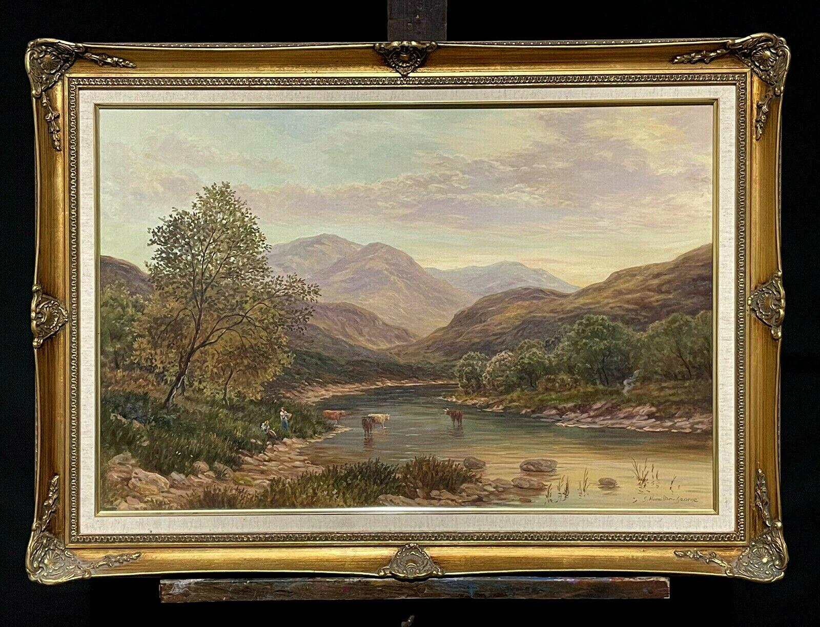 SIGNED SCOTTISH HIGHLANDS LOCH SCENE BRITISH OIL PAINTING - J. HAMILTON GEORGE - Painting by J. Hamilton George