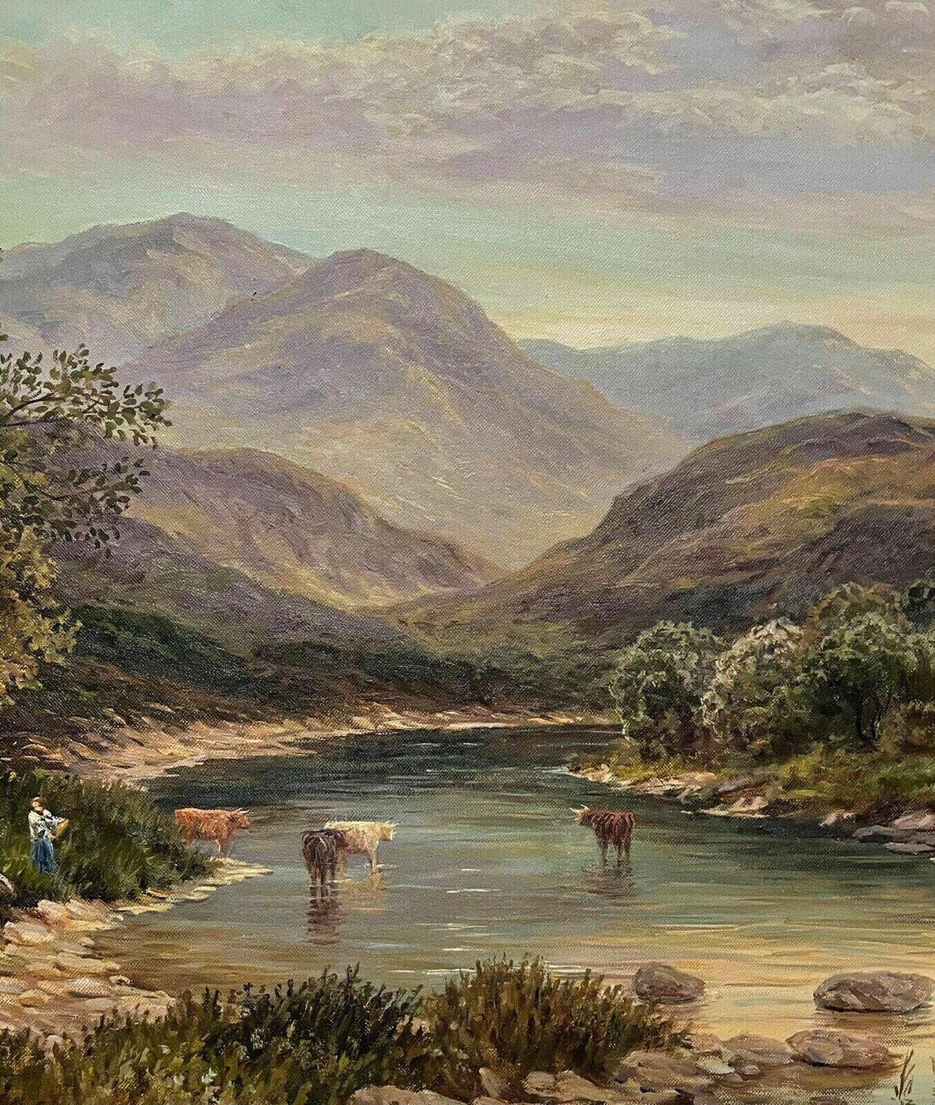 SIGNED SCOTTISH HIGHLANDS LOCH SCENE BRITISH OIL PAINTING - J. HAMILTON GEORGE - Victorian Painting by J. Hamilton George