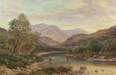 SIGNED SCOTTISH HIGHLANDS LOCH SCENE BRITISH OIL PAINTING - J. HAMILTON GEORGE