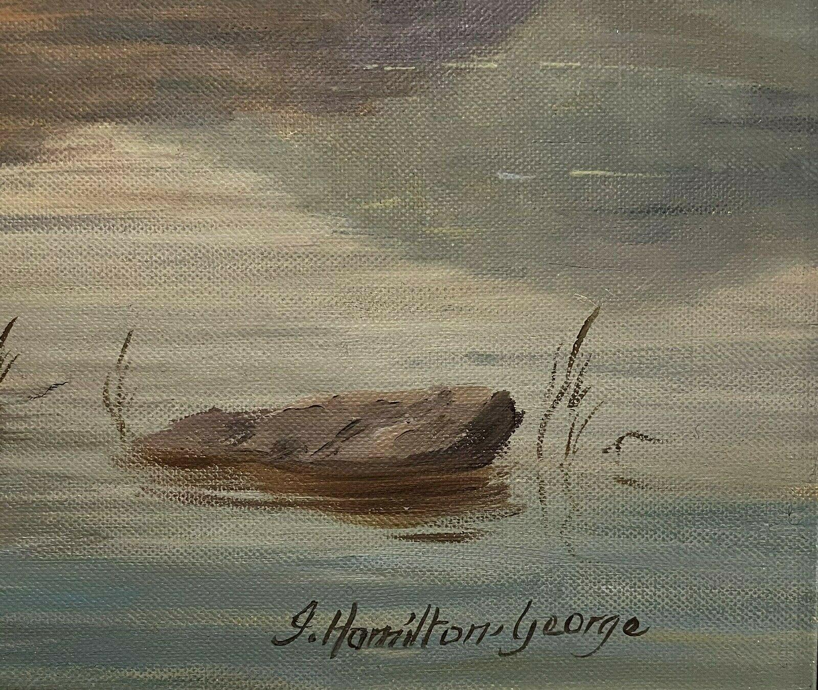 SIGNED SCOTTISH HIGHLANDS LOCH SCENE & CATTLE OIL PAINTING - J. HAMILTON GEORGE im Angebot 3