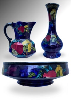J. Hancock & Sons Rubens Ware Hand-Painted Art Pottery Garniture Set c.1930s