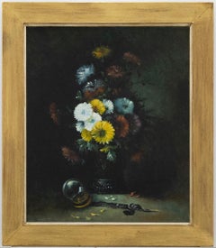 Vintage J. Harvey - Framed 20th Century Oil, Still Life of Flowers