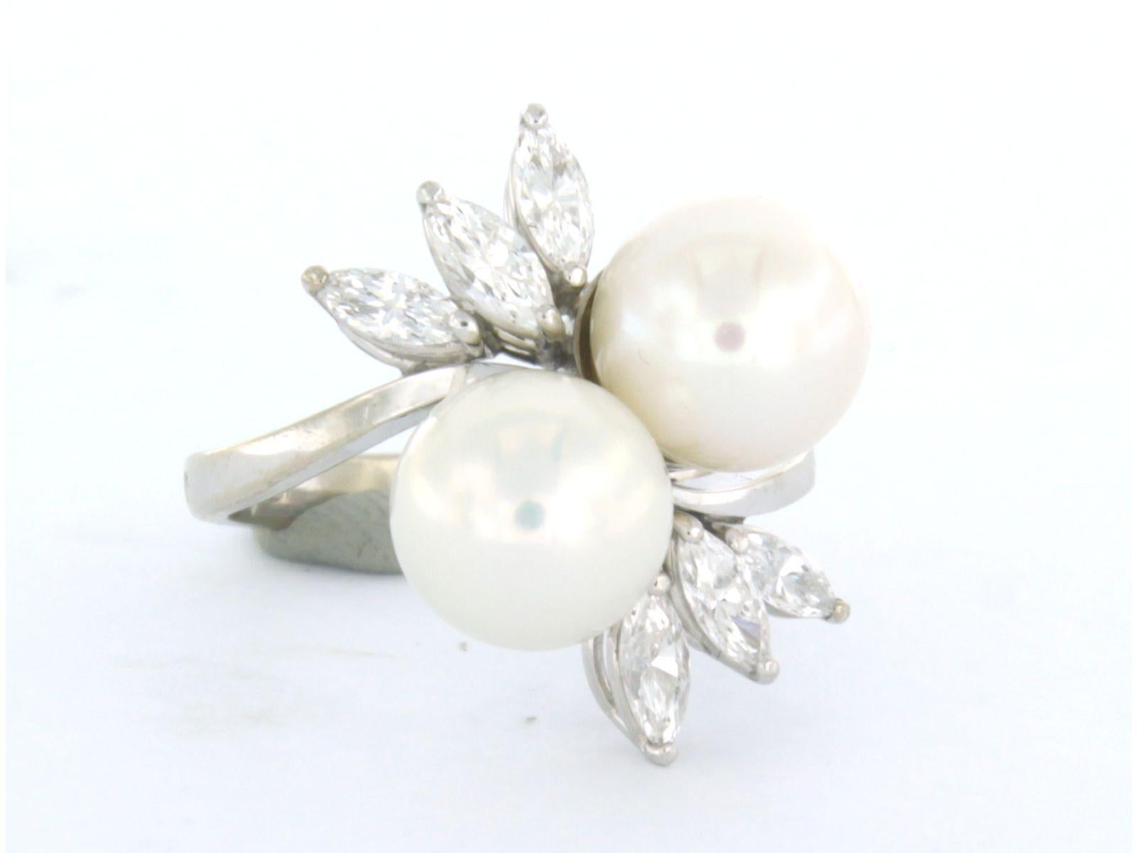 J. Hauser - Ring with pearls and diamonds 18k white gold For Sale at ...
