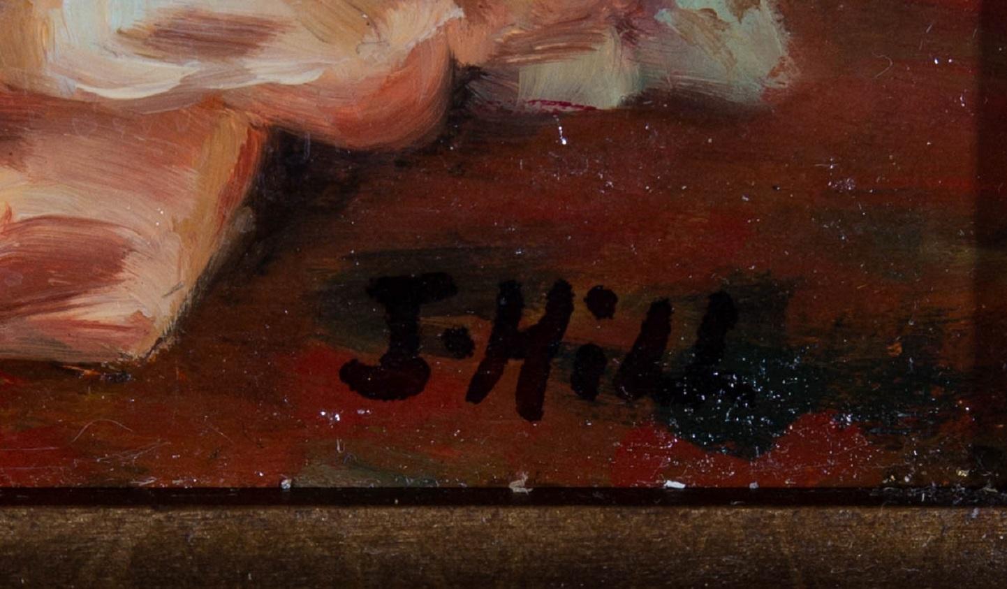 J. Hill – Ölgemälde, „At The Dressing Table“, 20. Jahrhundert 4