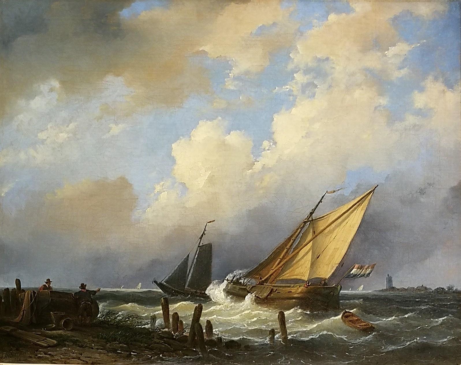 Stormy weather, J. Hilverdink, Oil paint/canvas, Romantic For Sale 1
