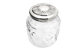 J. Hoare Hand Blown "Rock Crystal" ABP Biscuit Barrel with Tiffany Sterling Lid