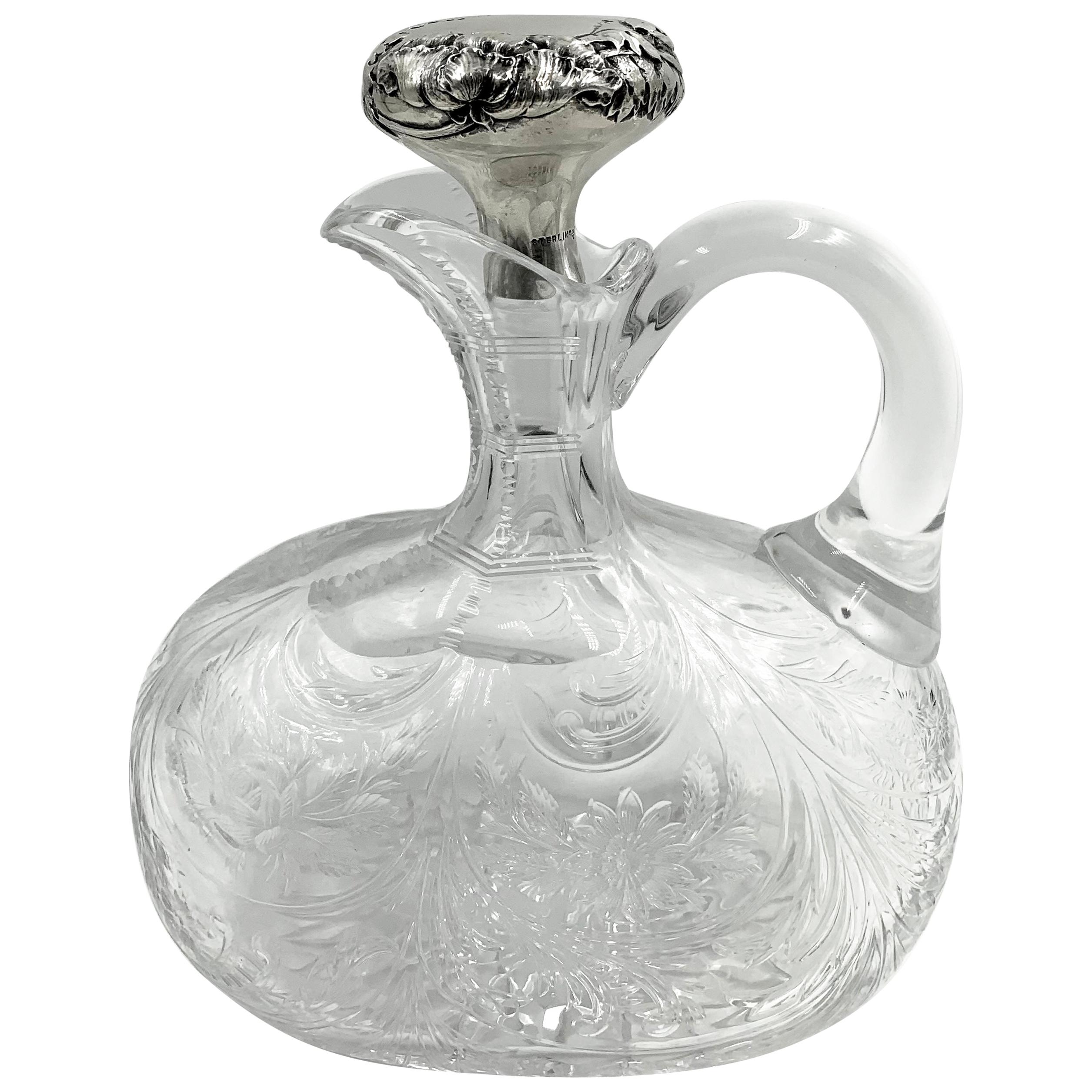 Imposing French Sterling Silver and Cut Crystal Claret Jug/Decanter 13