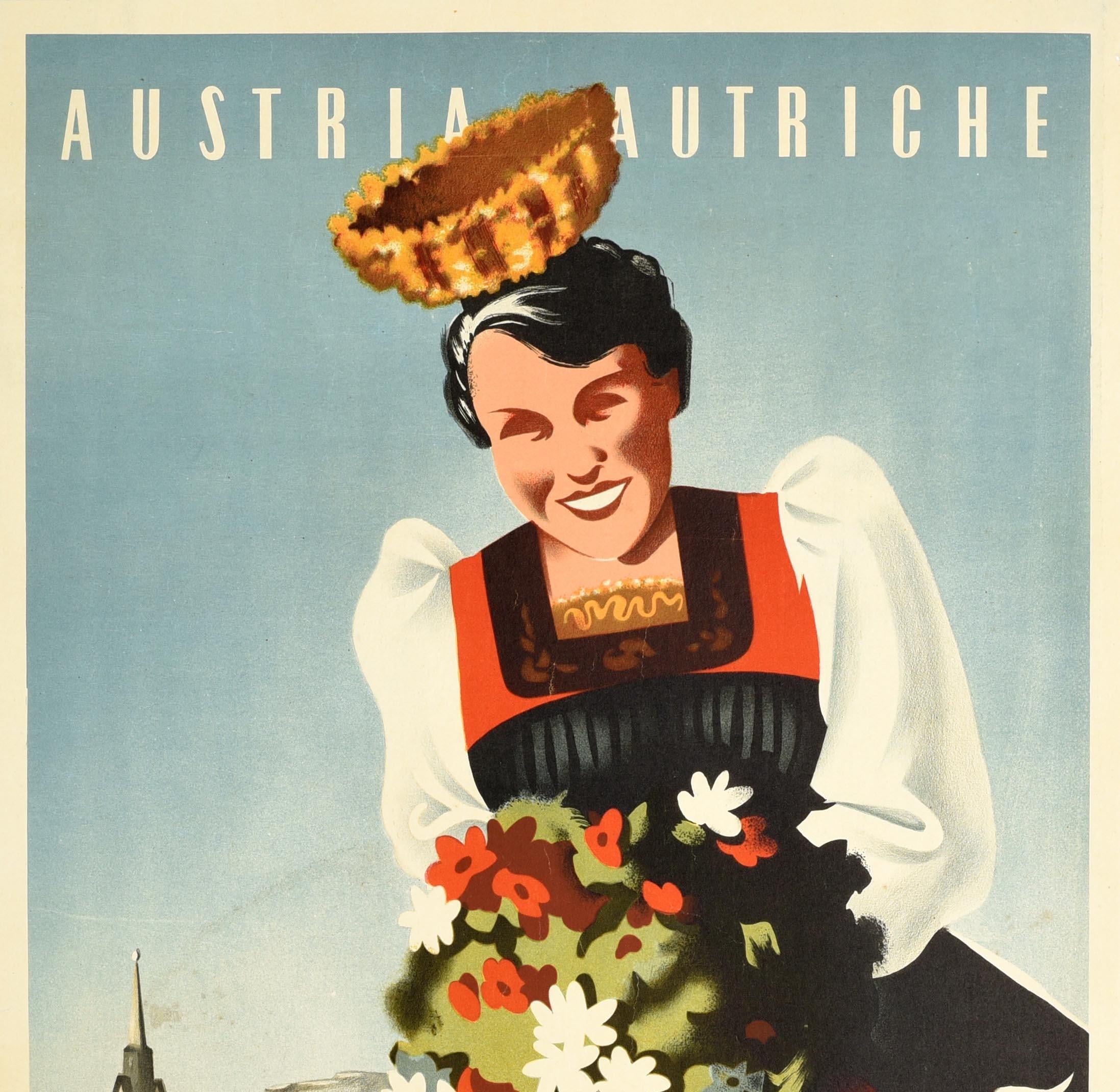 Poster d'epoca originale per l'Austria Vorarlberg Autriche Osterreich Alpi Viaggio - Print di J Hofer