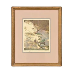 J. Hohenberger Original Artist Signed "January" Lithograph in Giltwood Frame