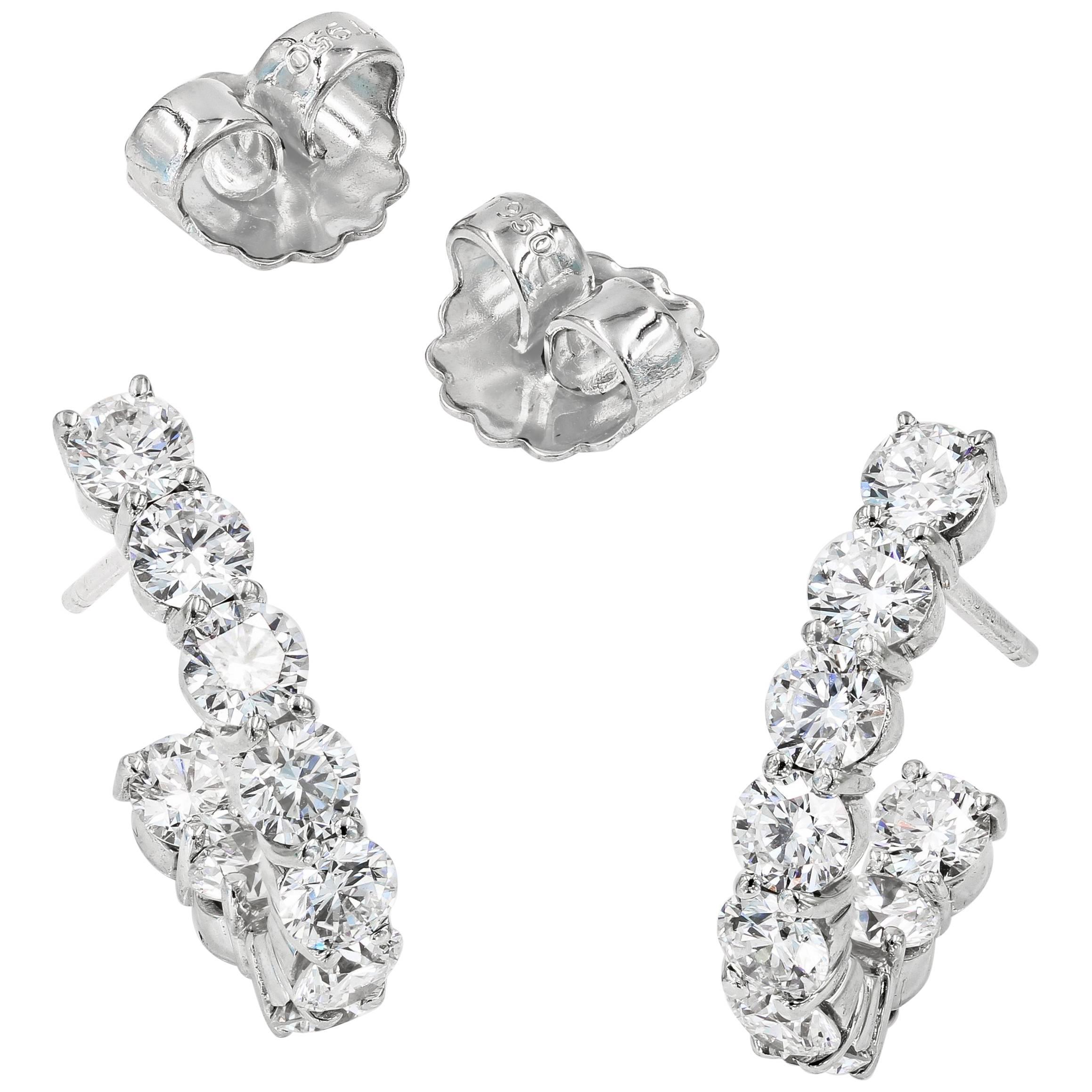 J-Hoop Round Diamond Earrings in 18 Karat White Gold