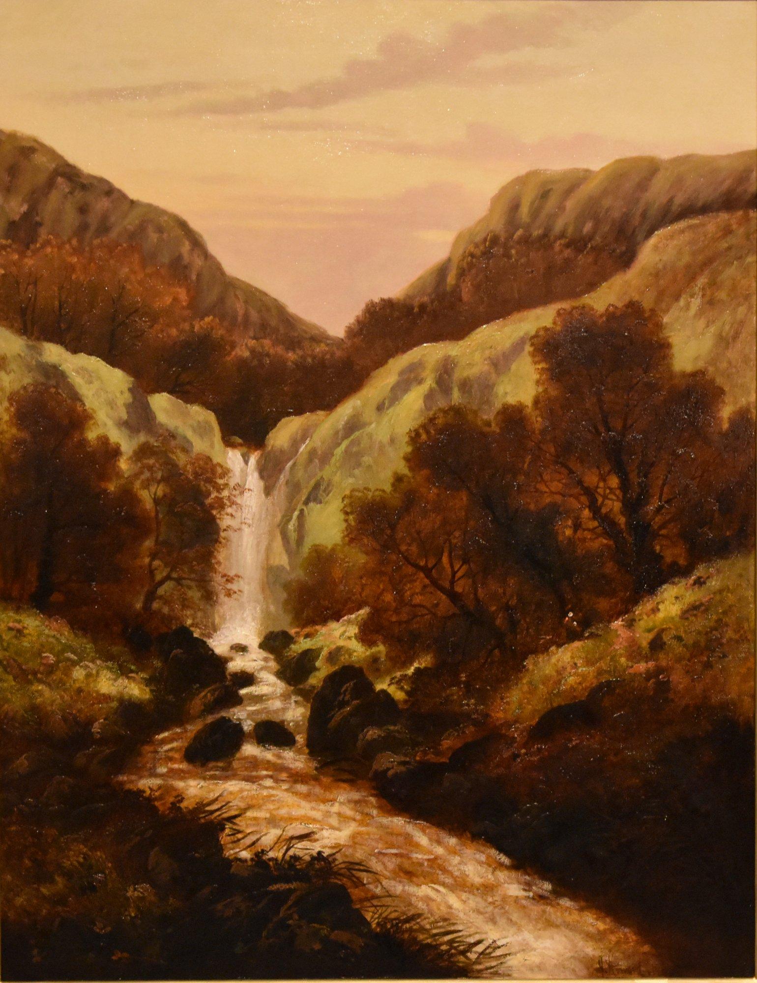 Paire de peintures à l'huile de J Howard « Highland Waterfalls » en vente 5
