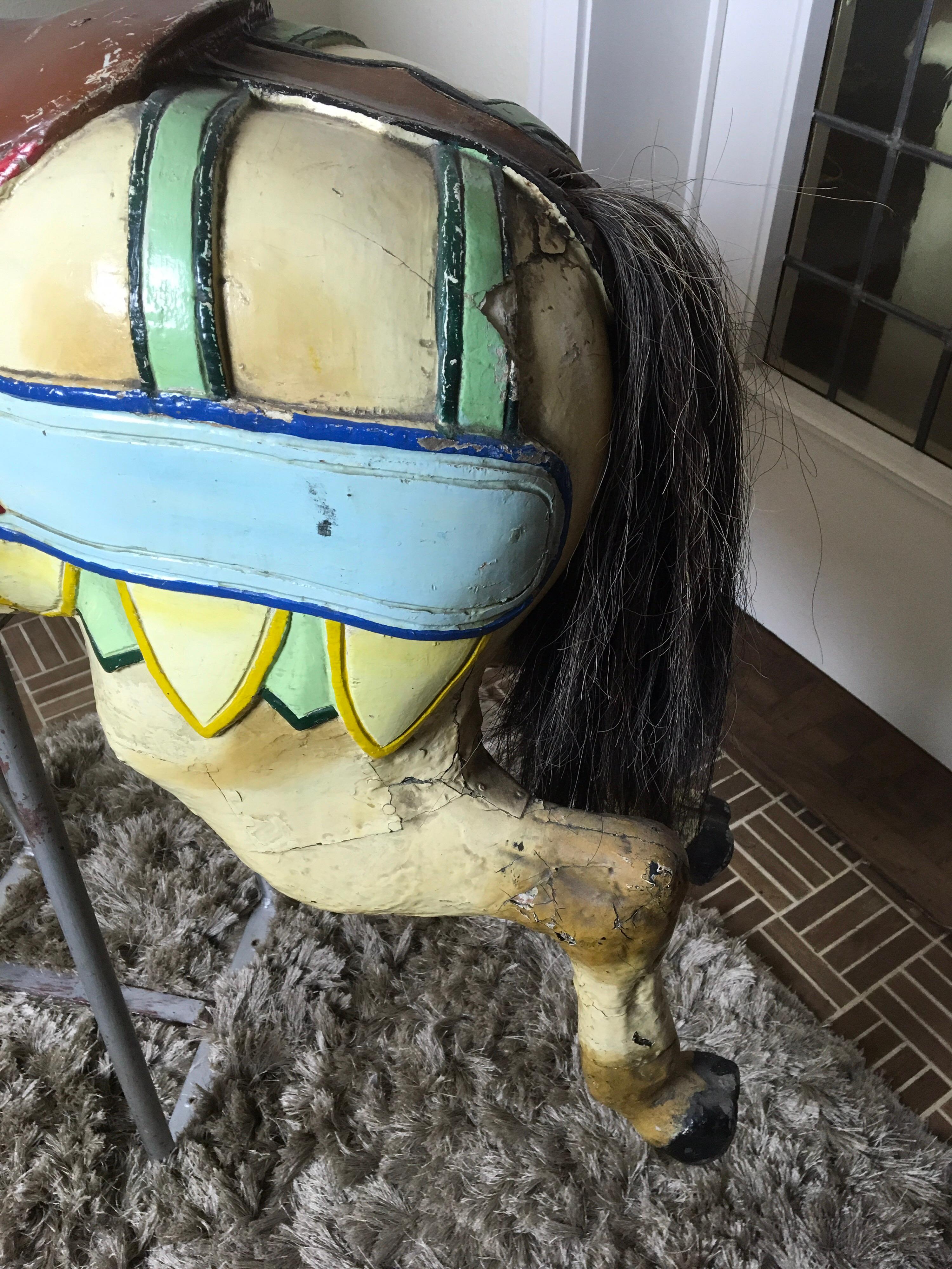 J. Hübner Carved Wood Carousel Horse,  Early 20th Century, Germany For Sale 3