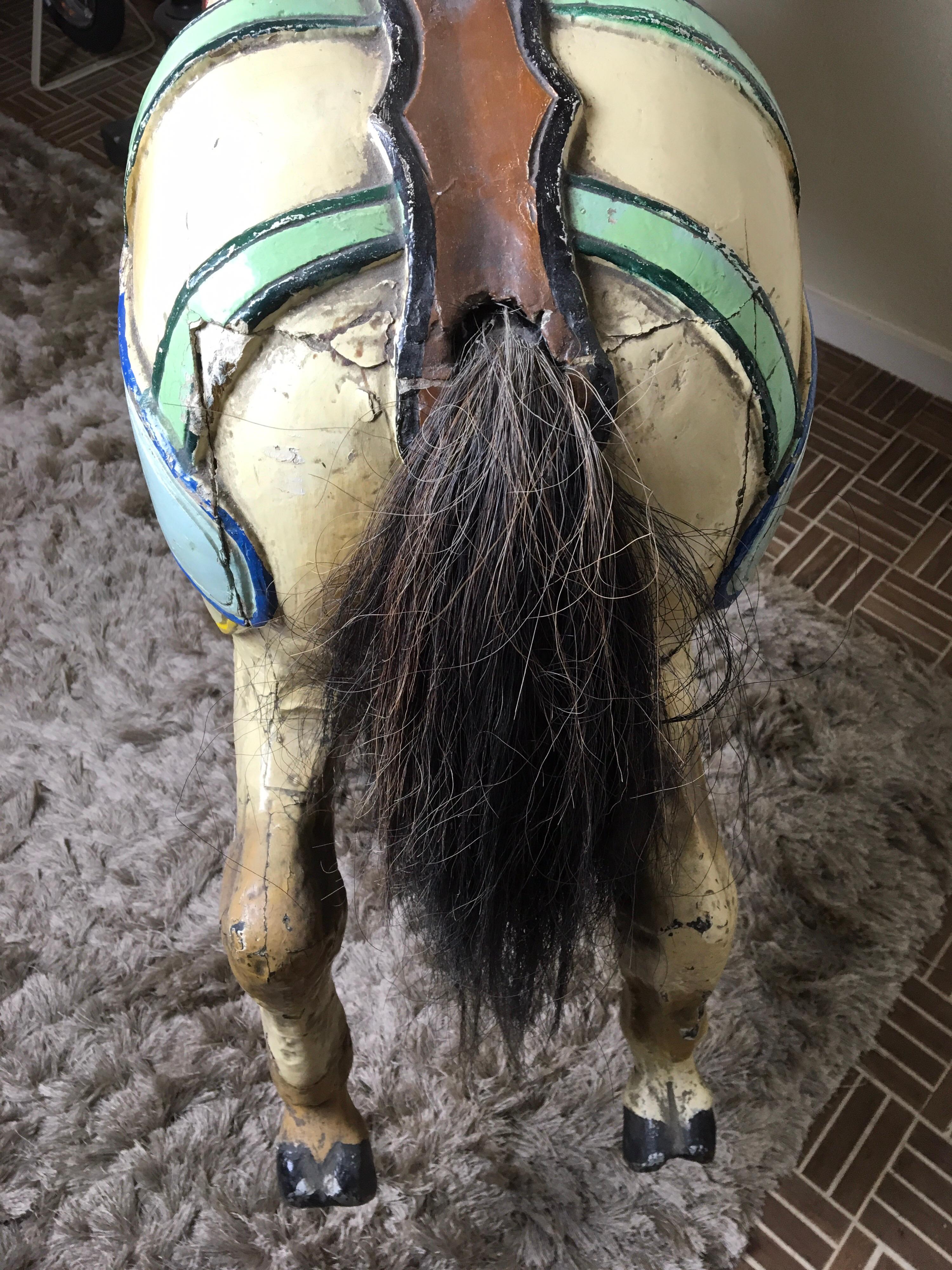 J. Hübner Carved Wood Carousel Horse,  Early 20th Century, Germany For Sale 5